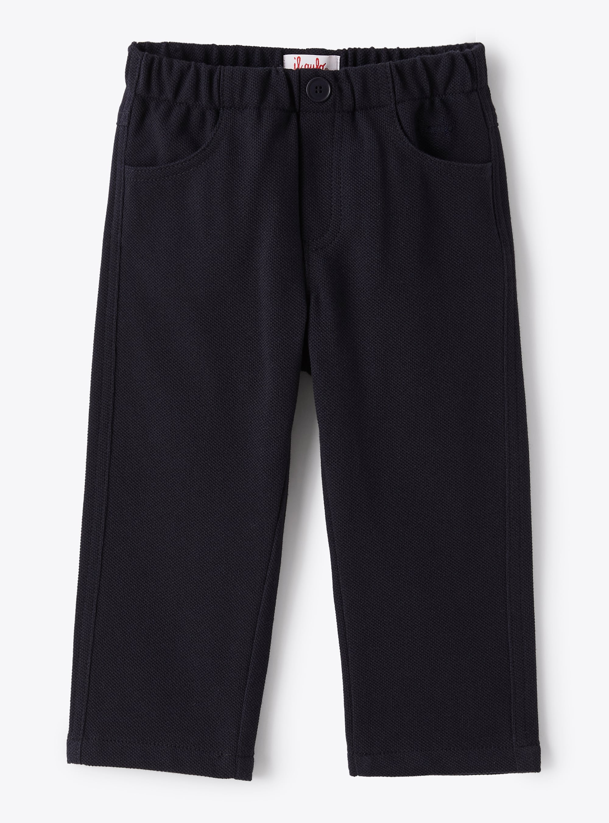 Trousers in navy-blue piqué - Trousers - Il Gufo
