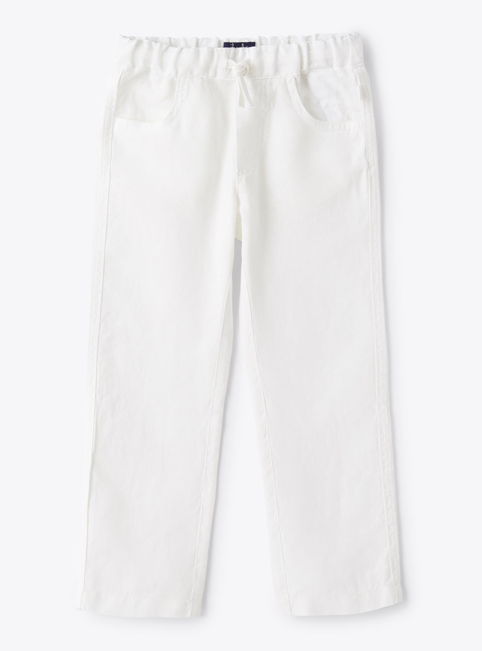 Drawstring trousers in white linen - White | Il Gufo