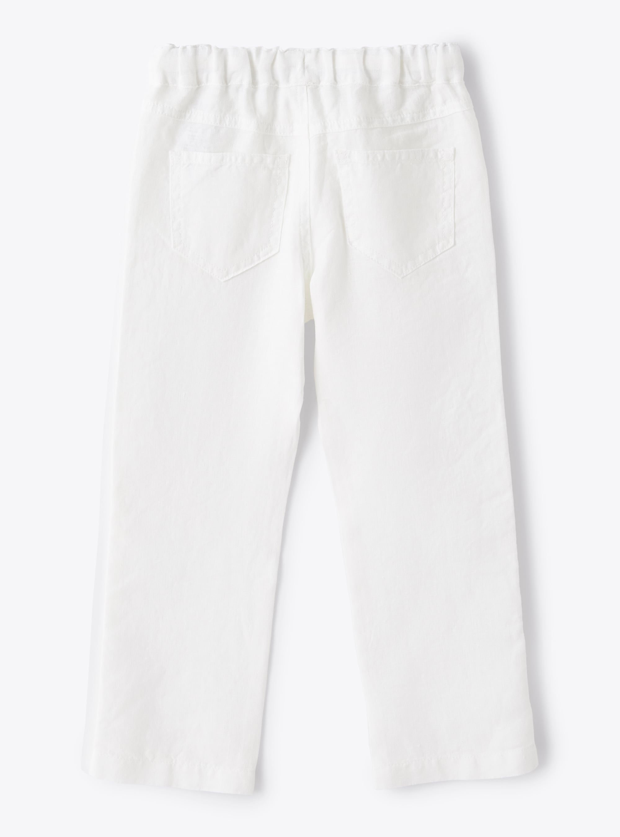 Pantalon en lin avec cordon blanc - Blanc | Il Gufo