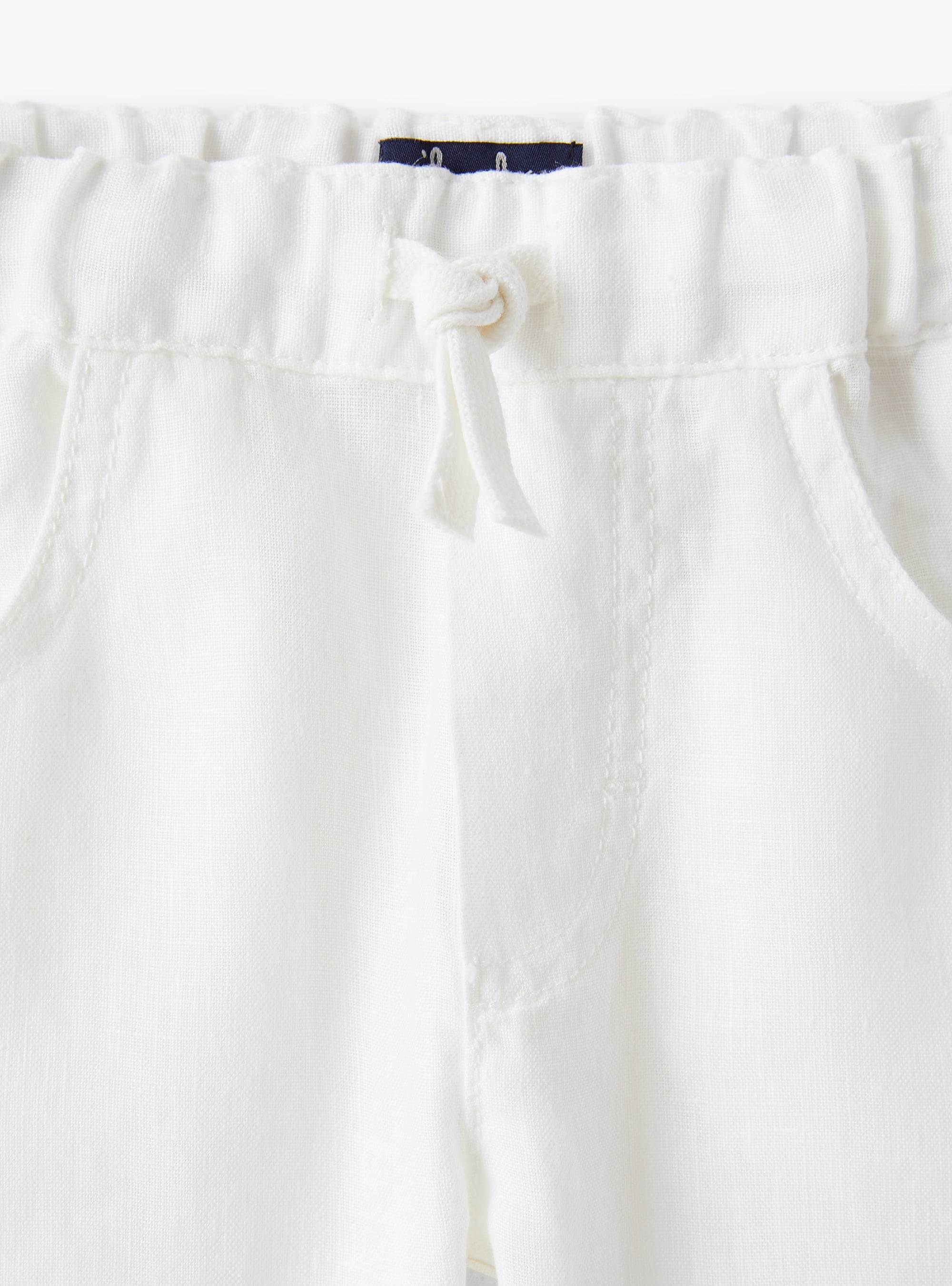 Drawstring trousers in white linen - White | Il Gufo