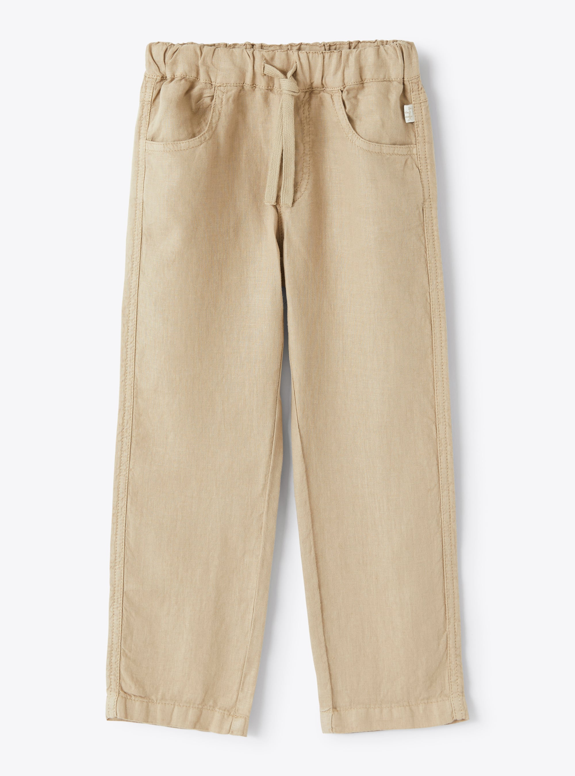 Pantaloni con coulisse in lino beige - Pantaloni - Il Gufo