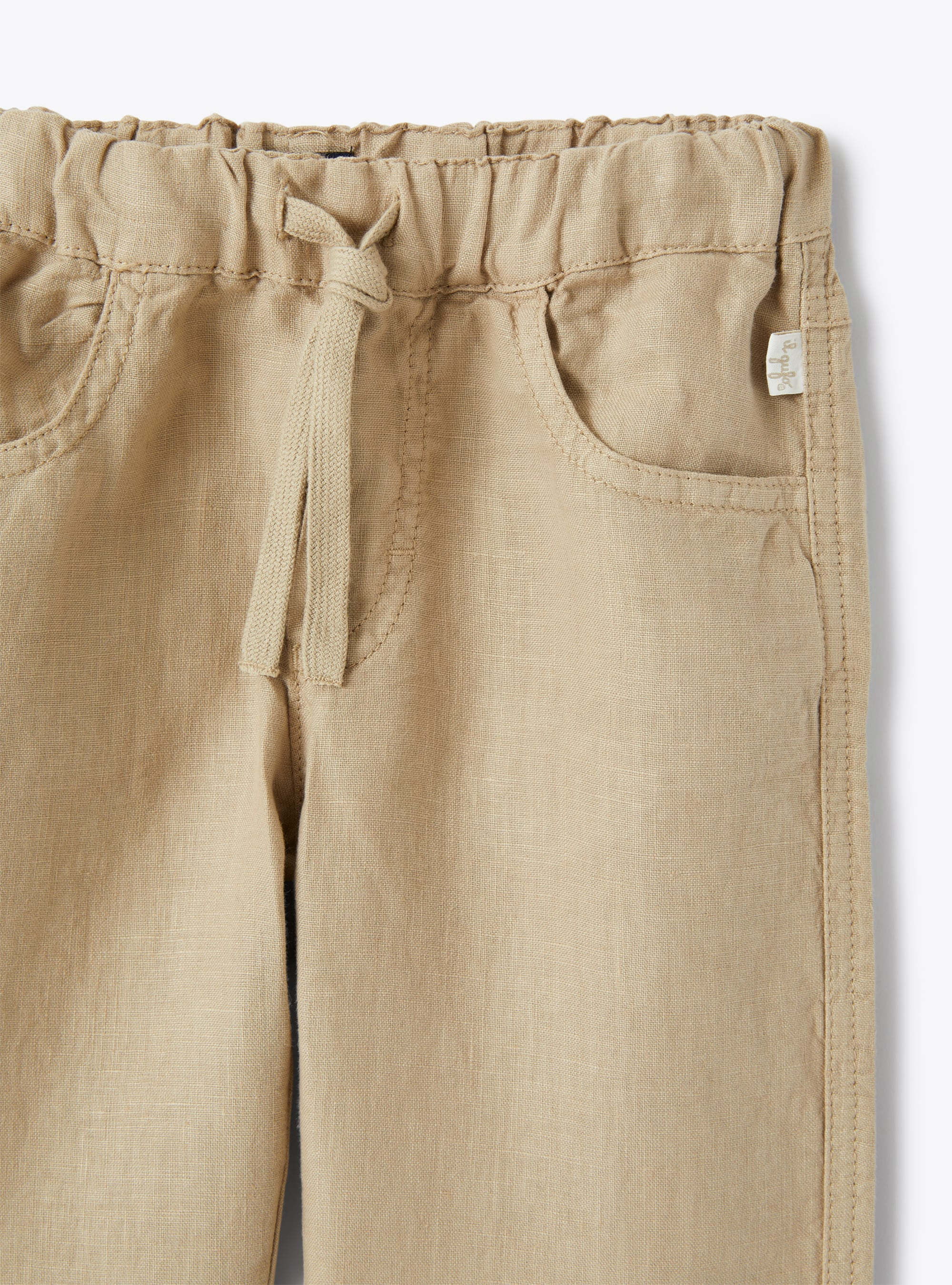 Drawstring trousers in beige linen - Beige | Il Gufo