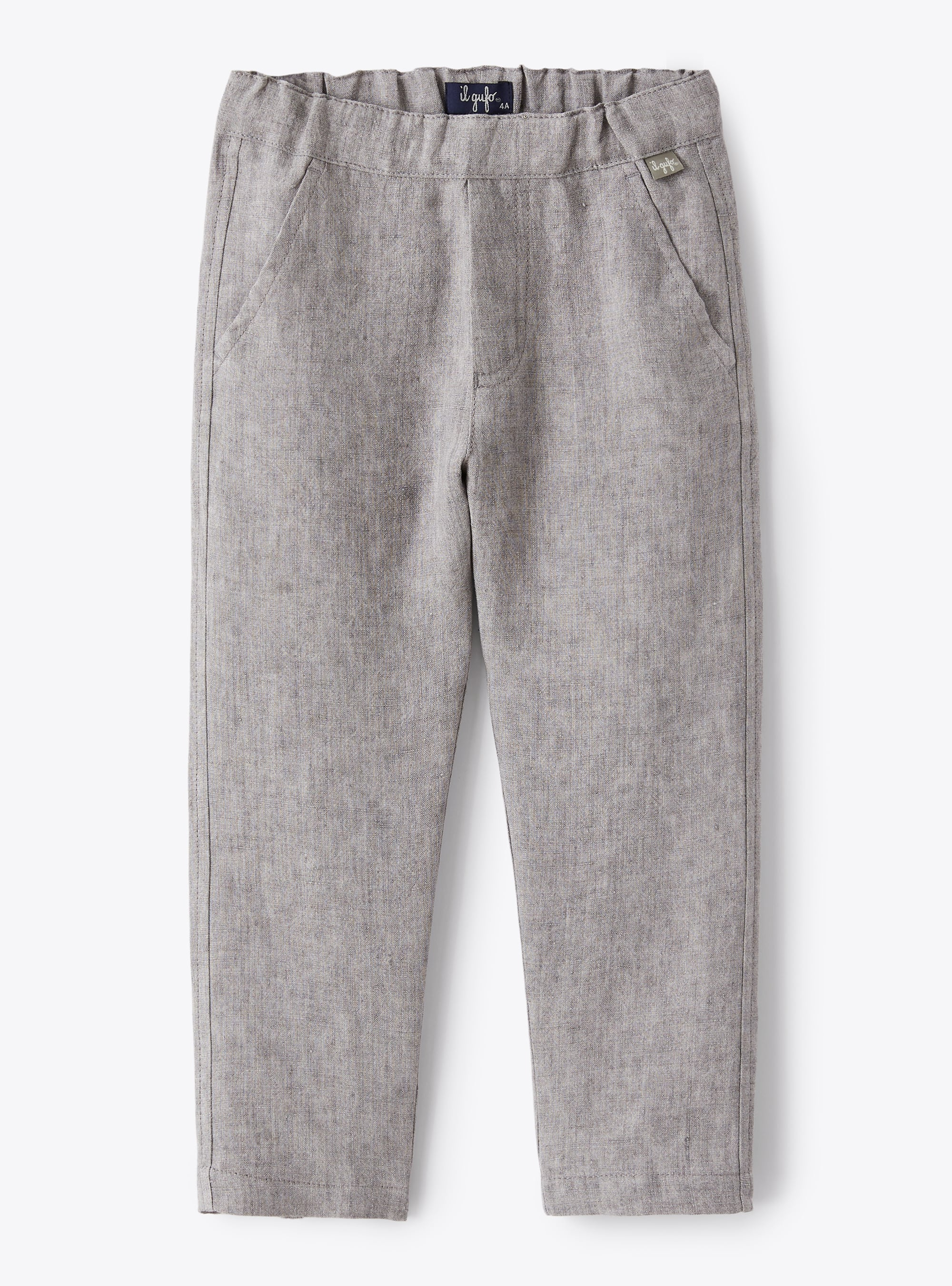 Pantalone carrot fit in lino grigio - Pantaloni - Il Gufo