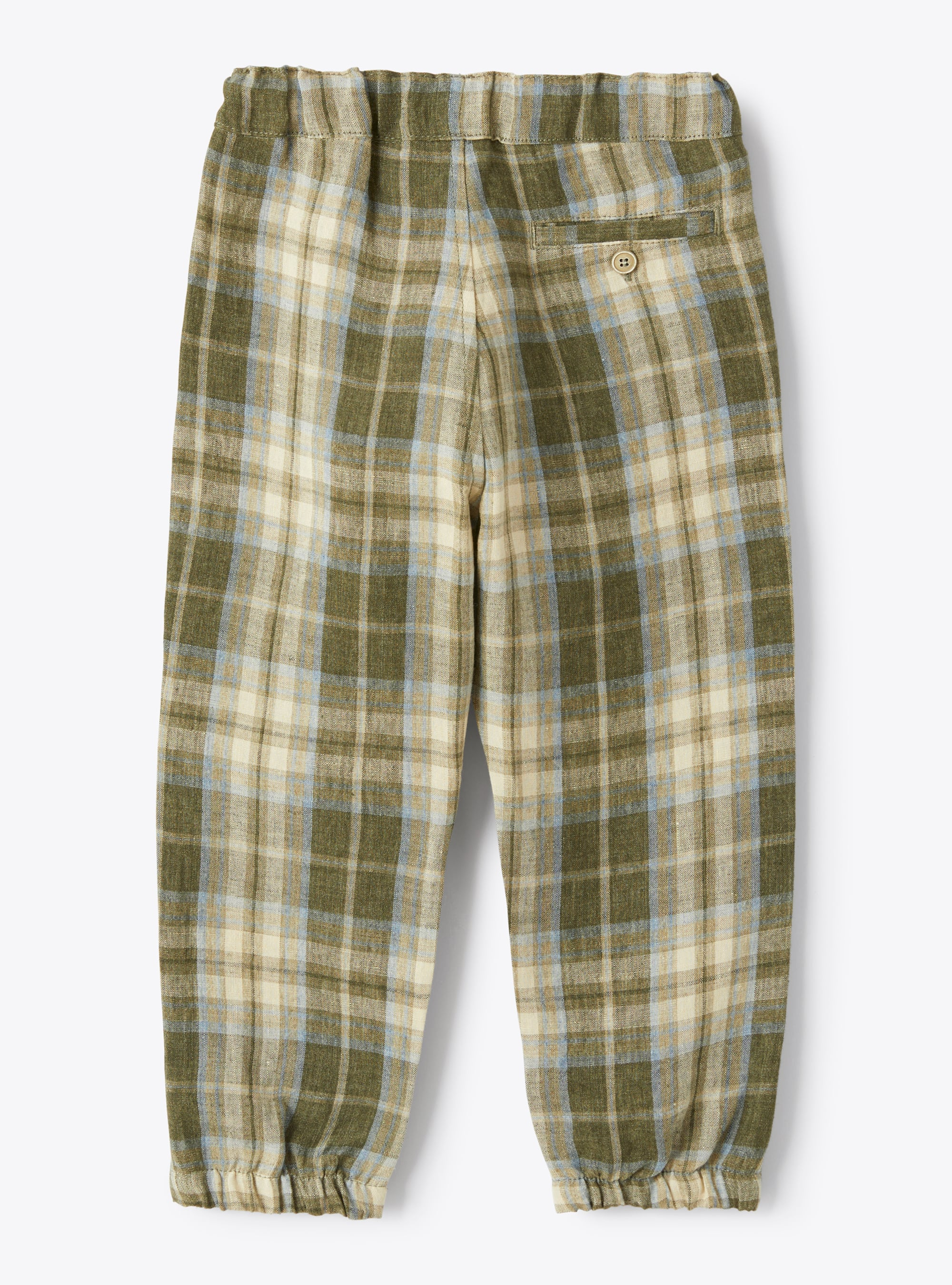 Trousers in green madras-patterned linen - Green | Il Gufo