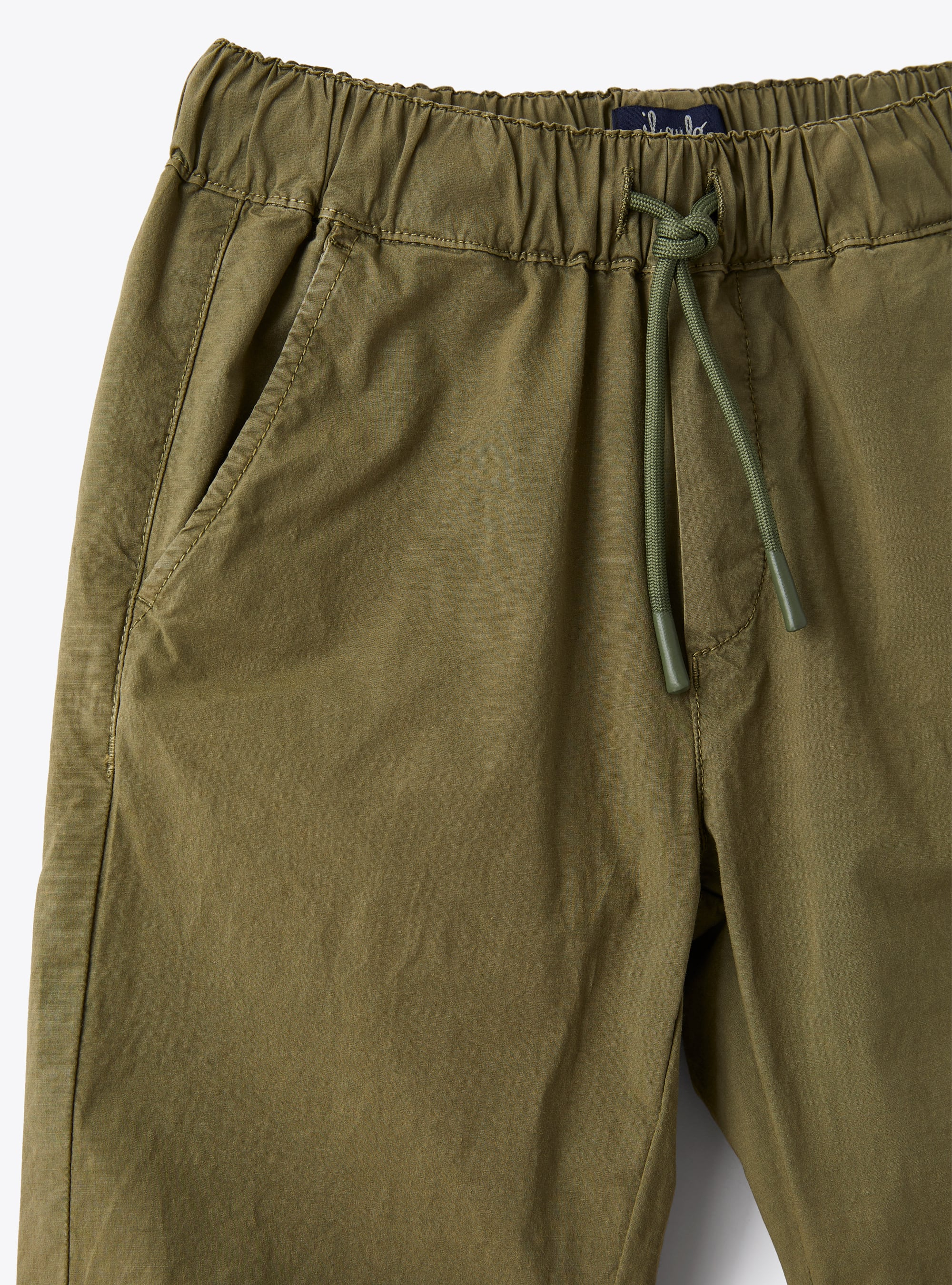 Jogging pants in green poplin - Green | Il Gufo