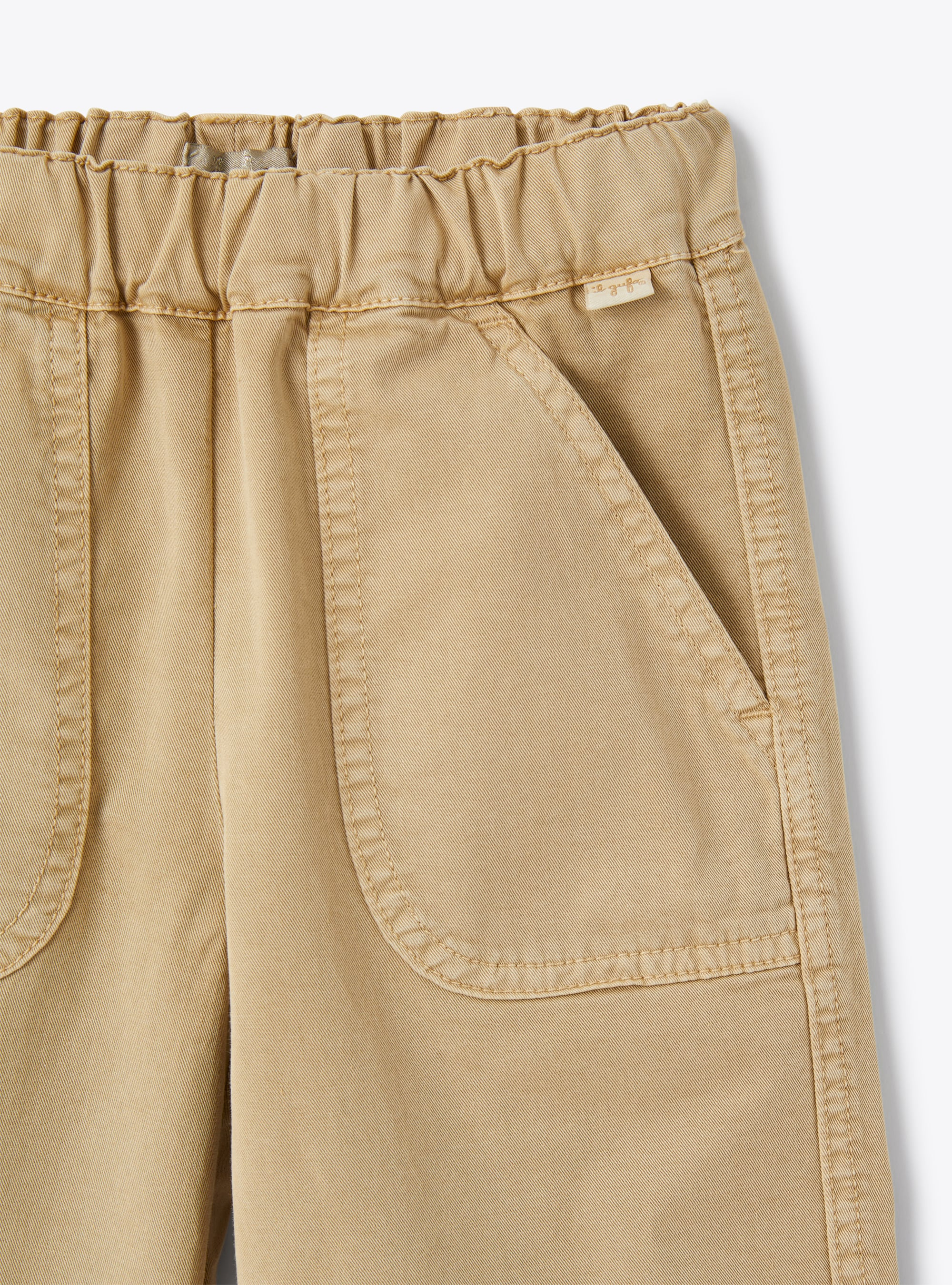 Baggy trousers in beige gabardine - Beige | Il Gufo