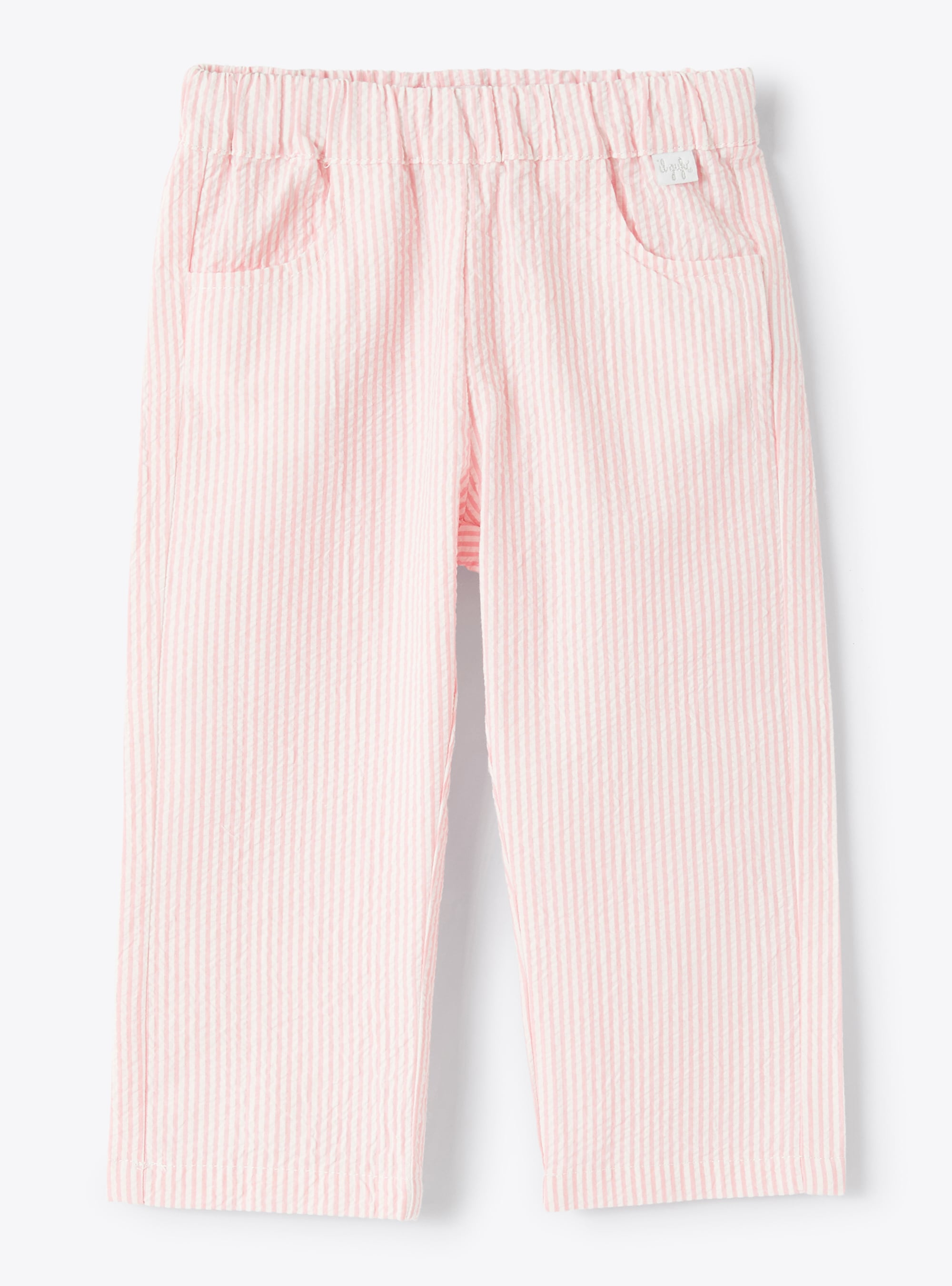 Trousers in pink seersucker - Trousers - Il Gufo