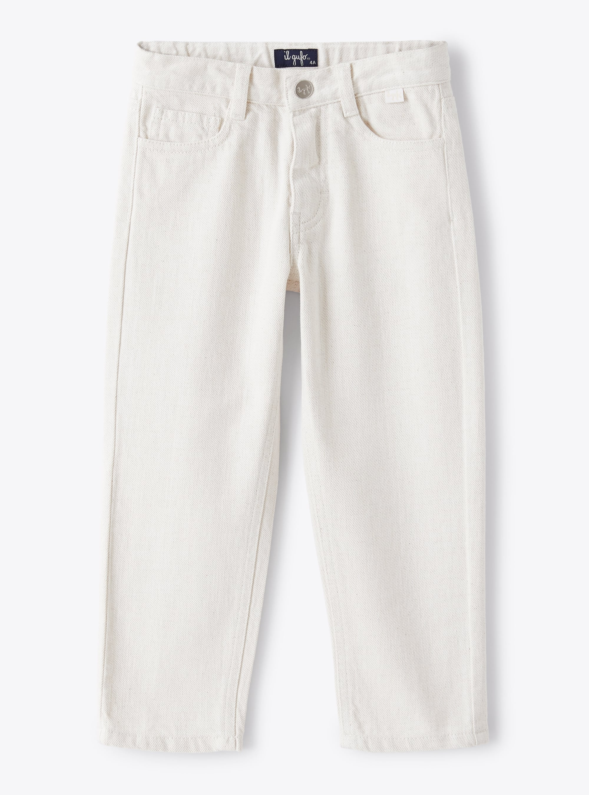 Trousers in white cotton-and-linen bull denim - Trousers - Il Gufo