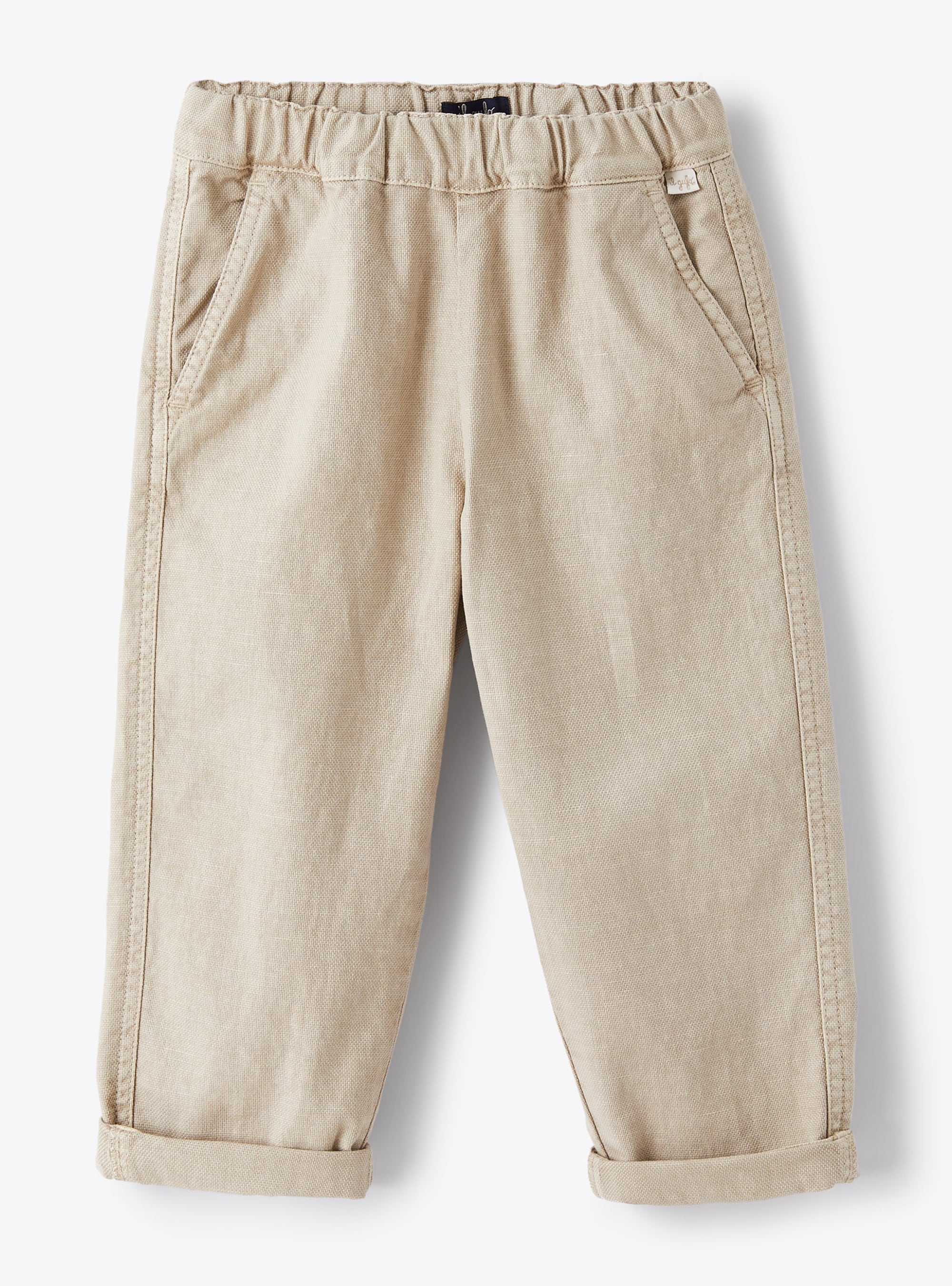 Бежевые брюки из холщовой ткани с кулиской - Брюки - Il Gufo