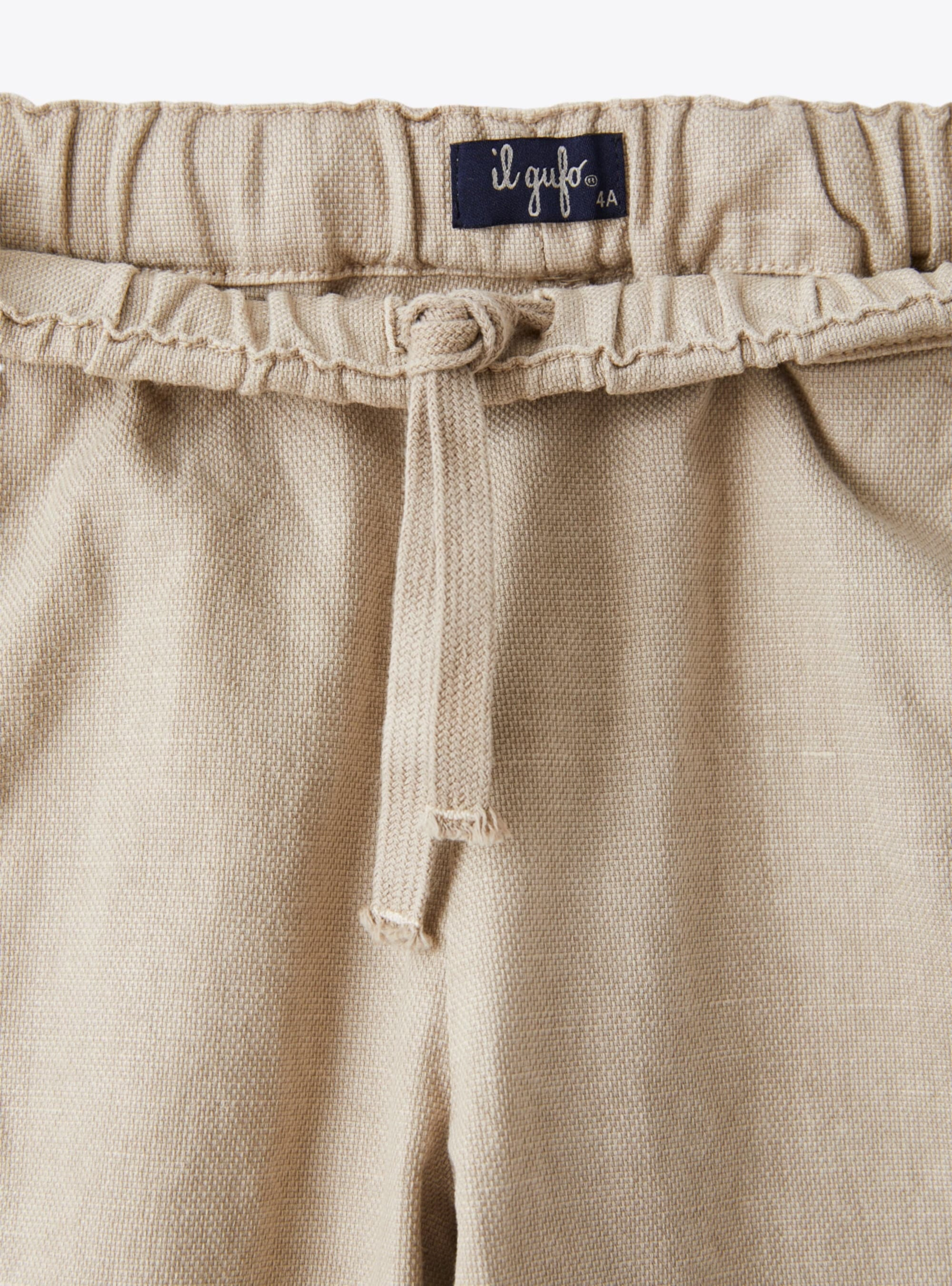 Drawstring trousers in beige canvas - Beige | Il Gufo