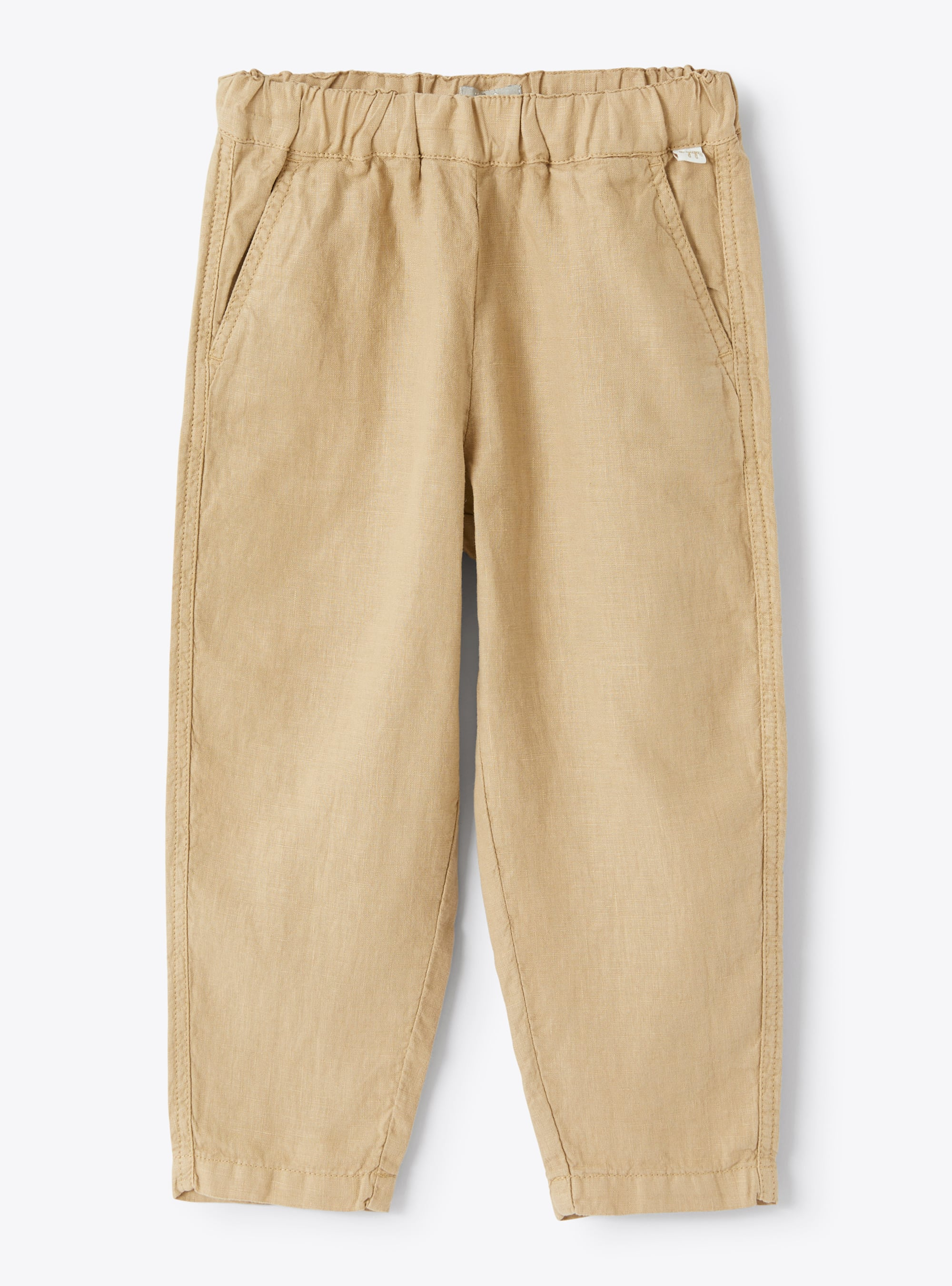 Pantalon avec cordon en lin beige - Pantalons - Il Gufo