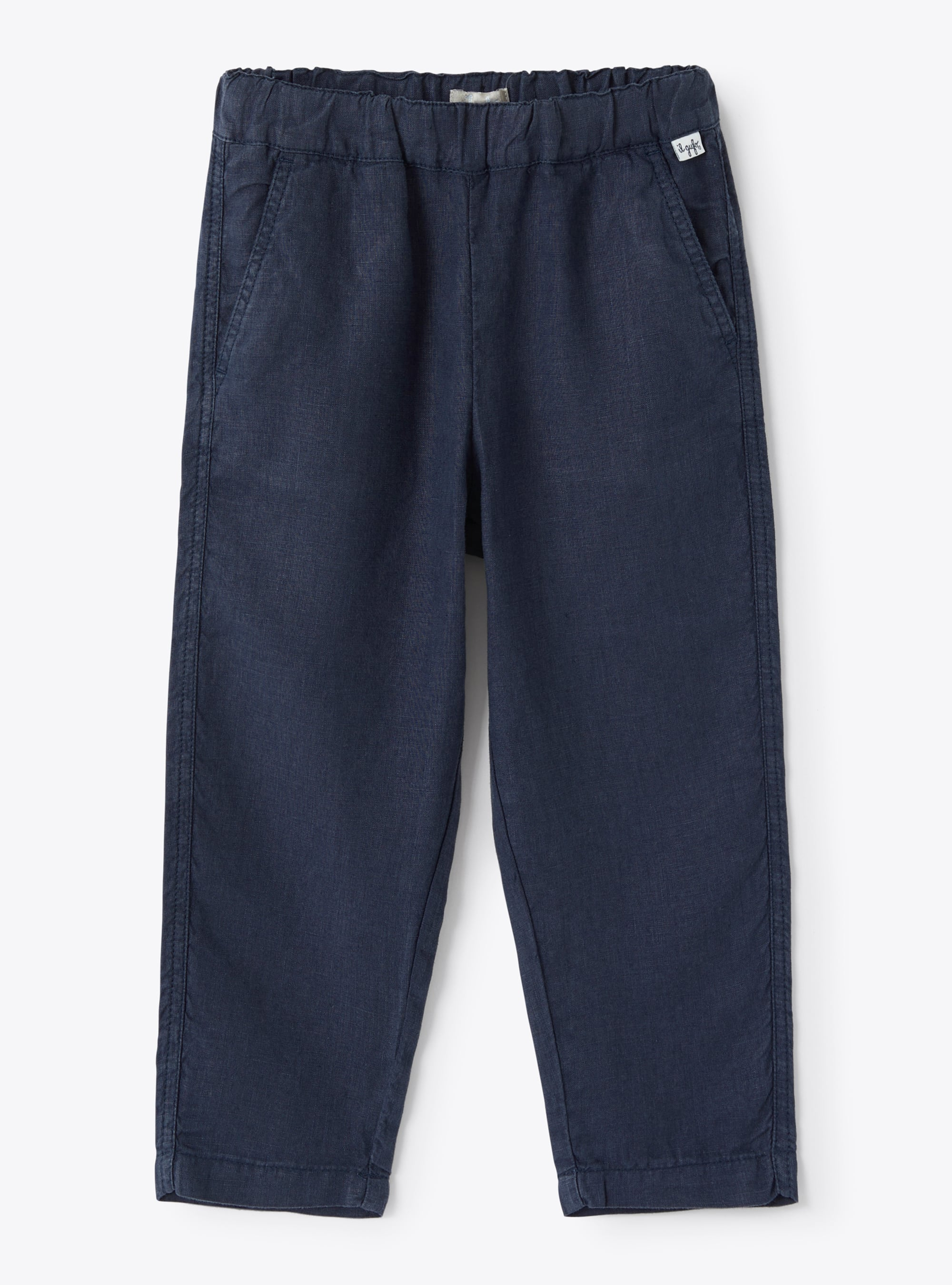 Drawstring trousers in blue linen - Trousers - Il Gufo