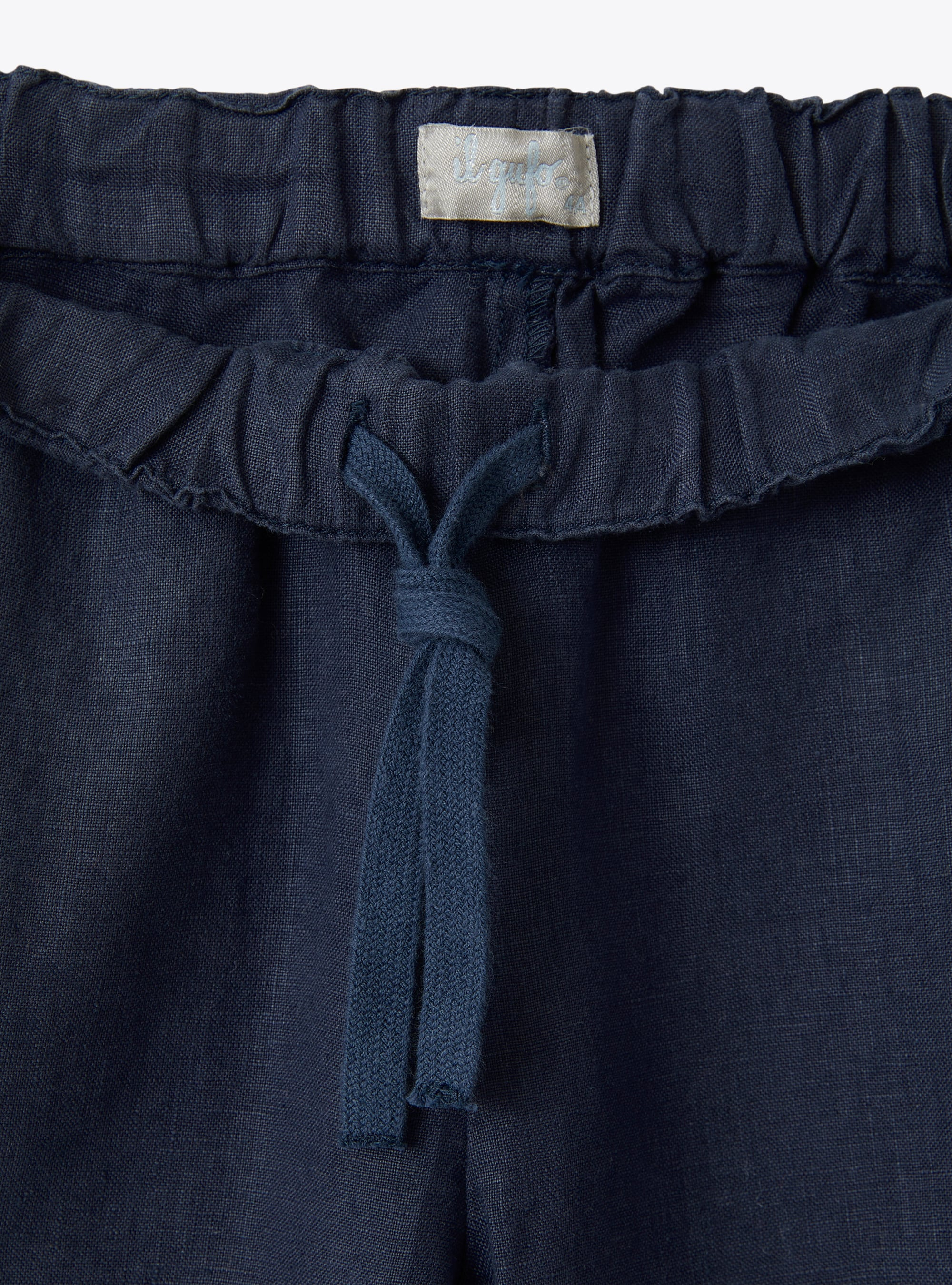 Drawstring trousers in blue linen - Blue | Il Gufo