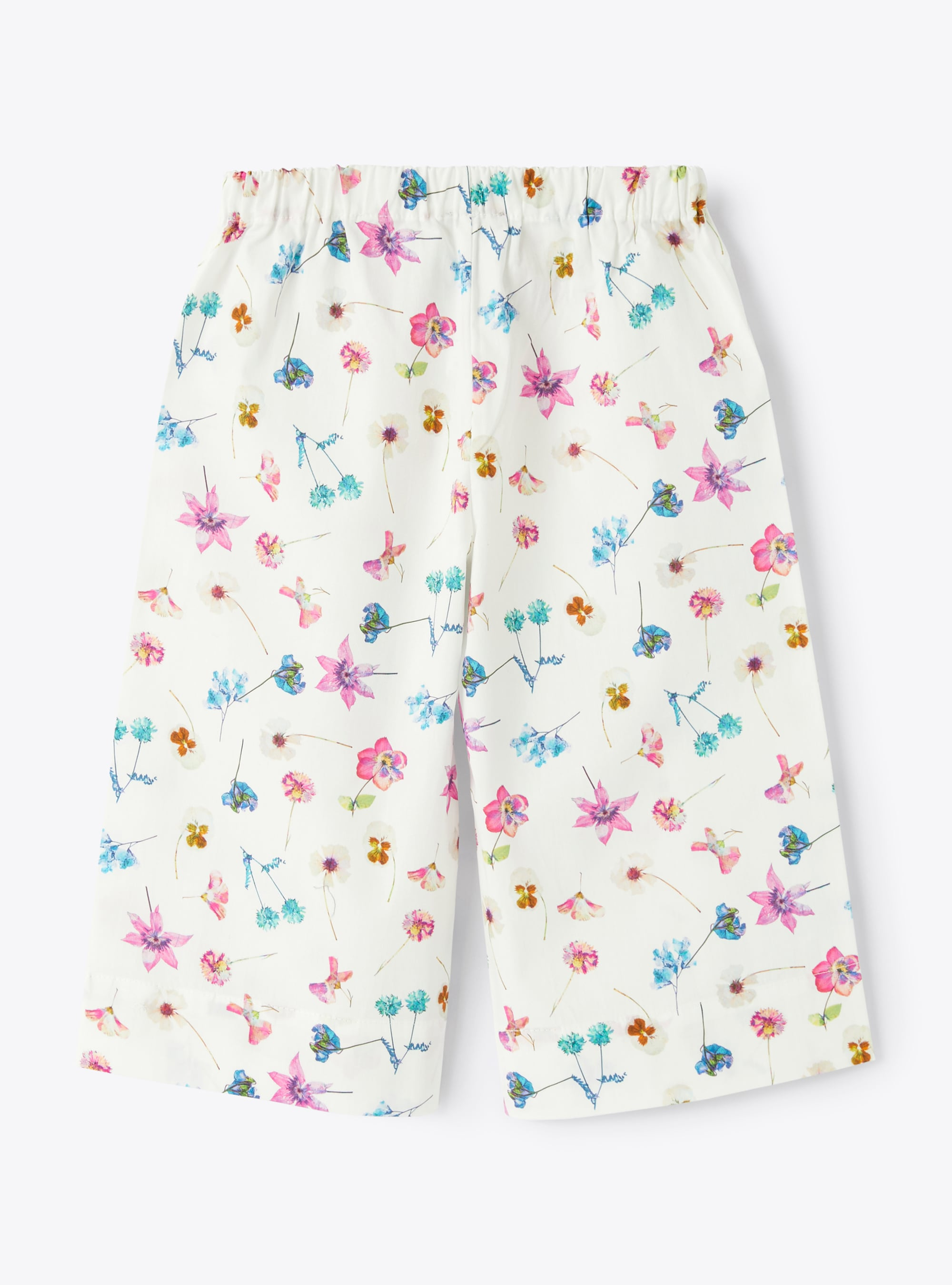 Trousers in a multi-coloured floral print - White | Il Gufo