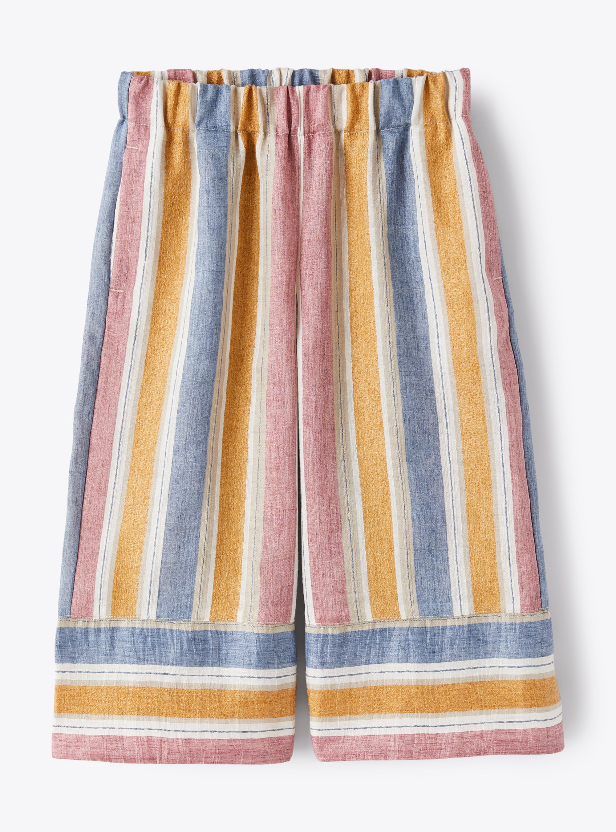 Capri pants in a striped linen blend - Yellow | Il Gufo