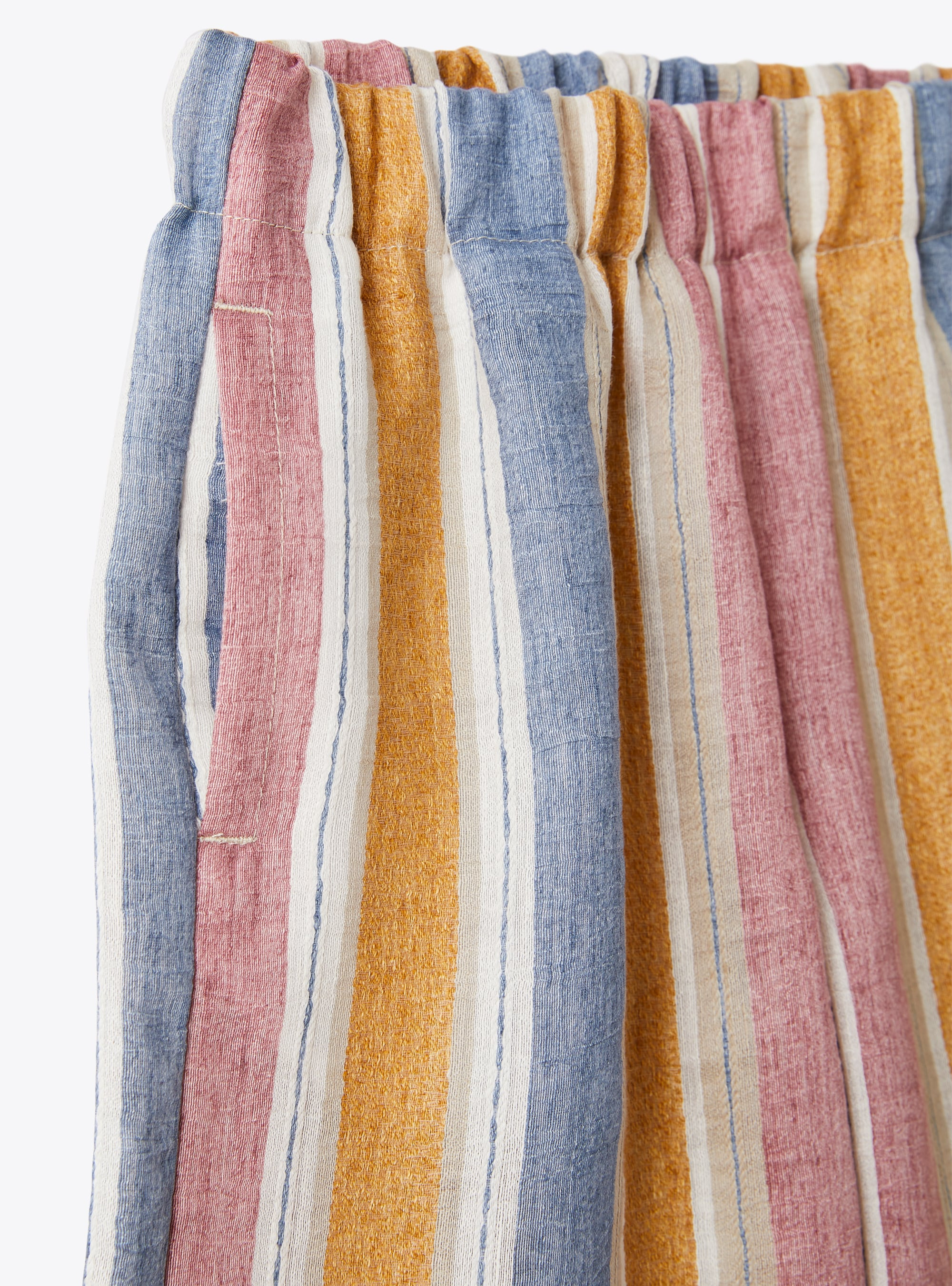 Capri pants in a striped linen blend - Yellow | Il Gufo