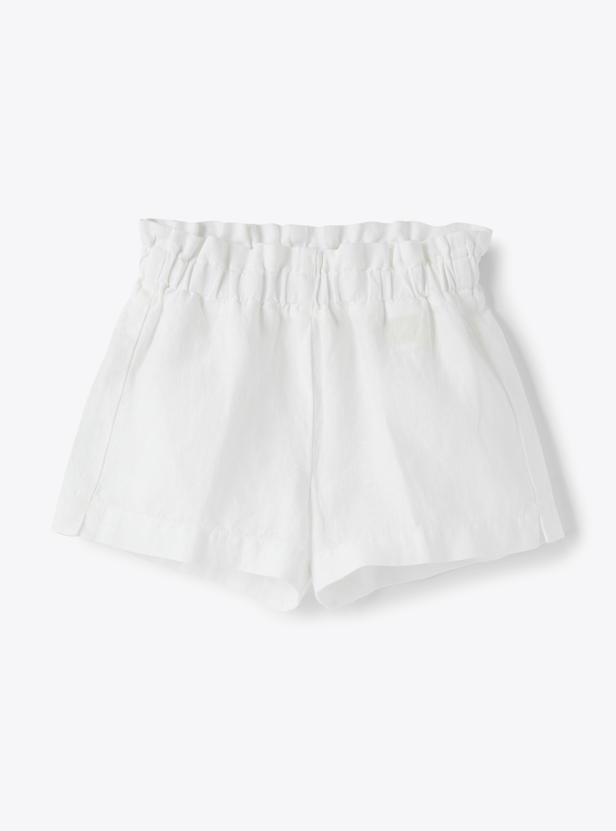 Shorts in white garment-dyed linen - White | Il Gufo