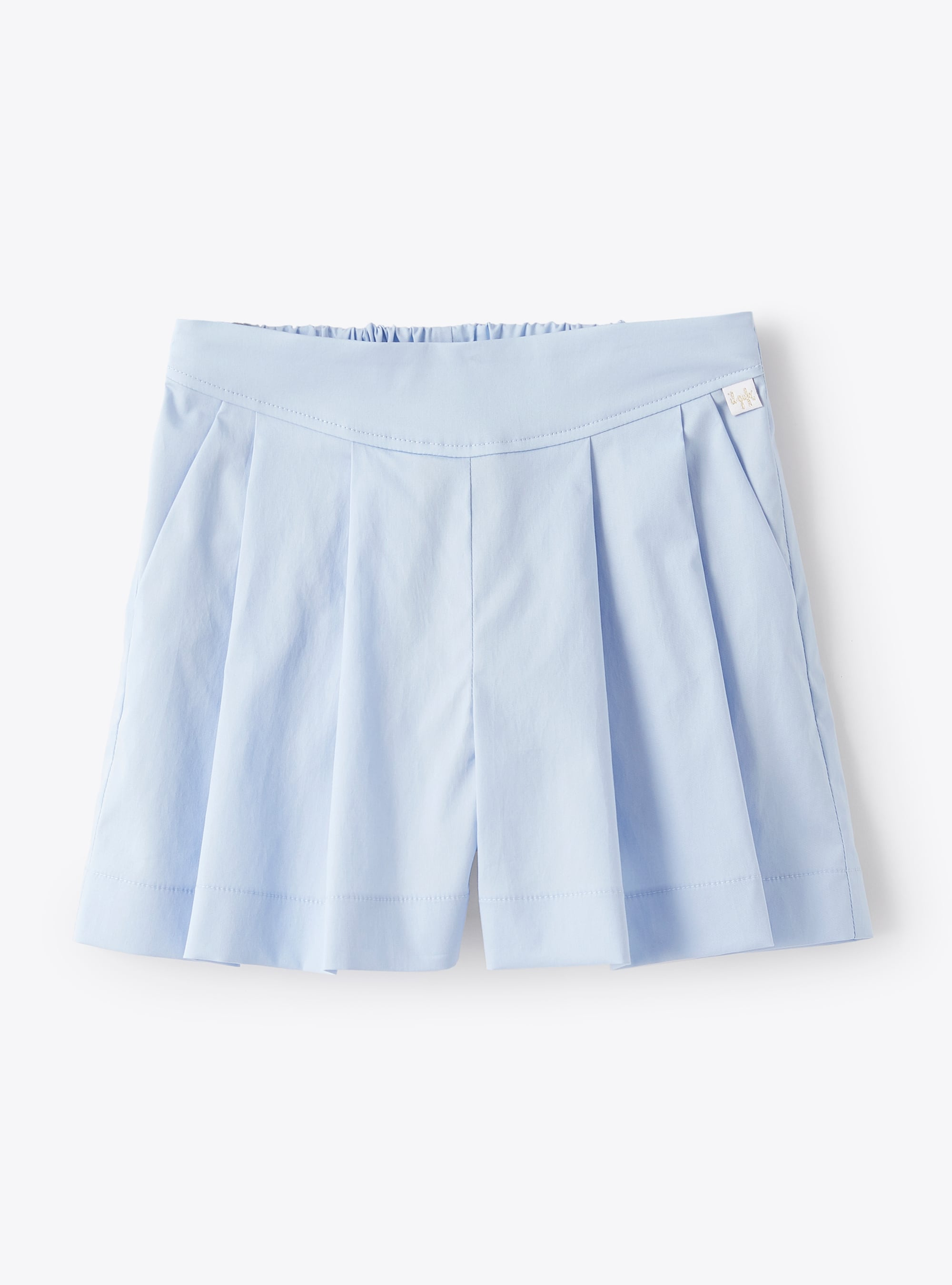 Short in raso di cotone color azzurro - Pantaloni - Il Gufo