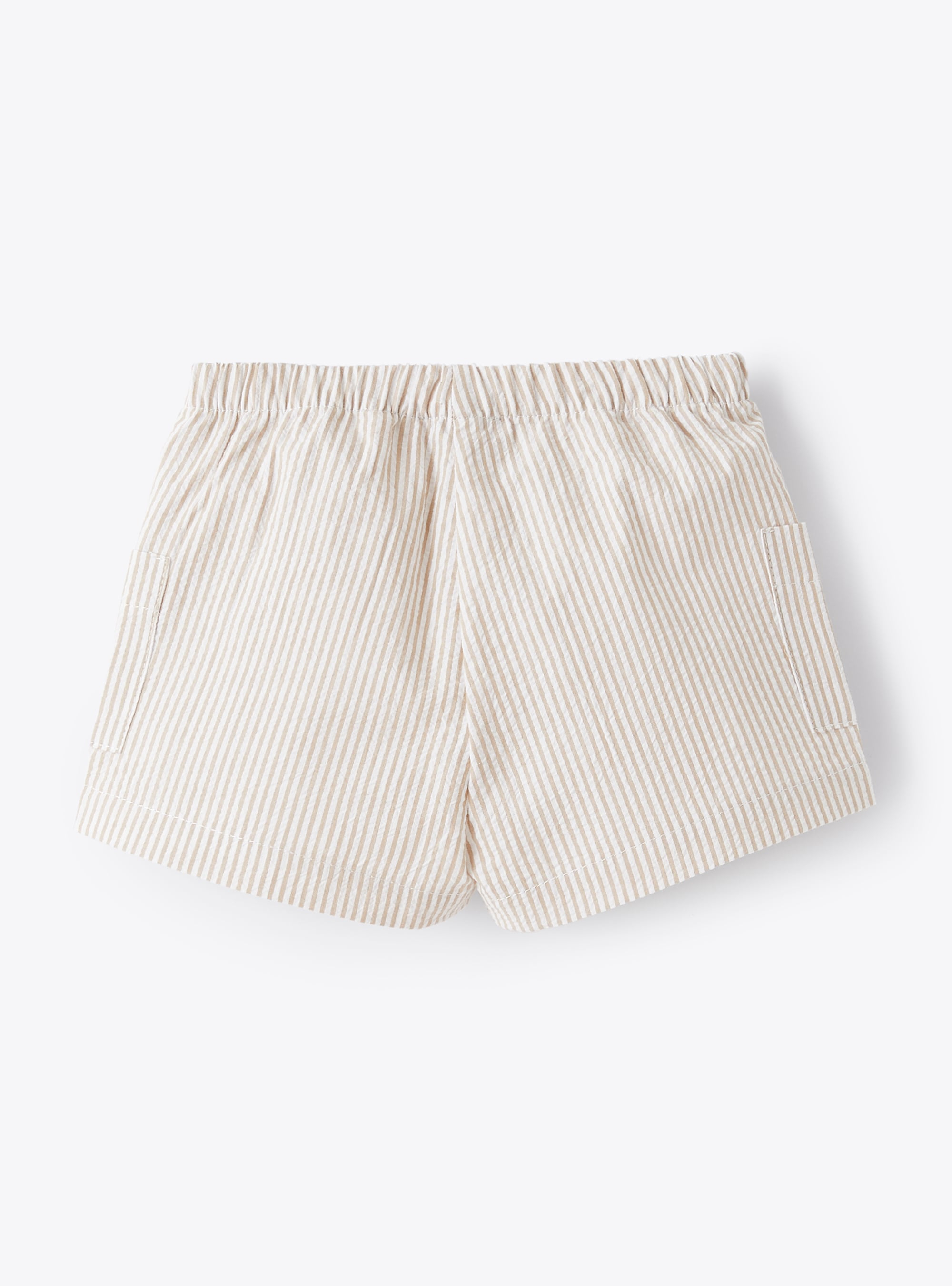 Cotton-seersucker shorts with beige stripes - Beige | Il Gufo