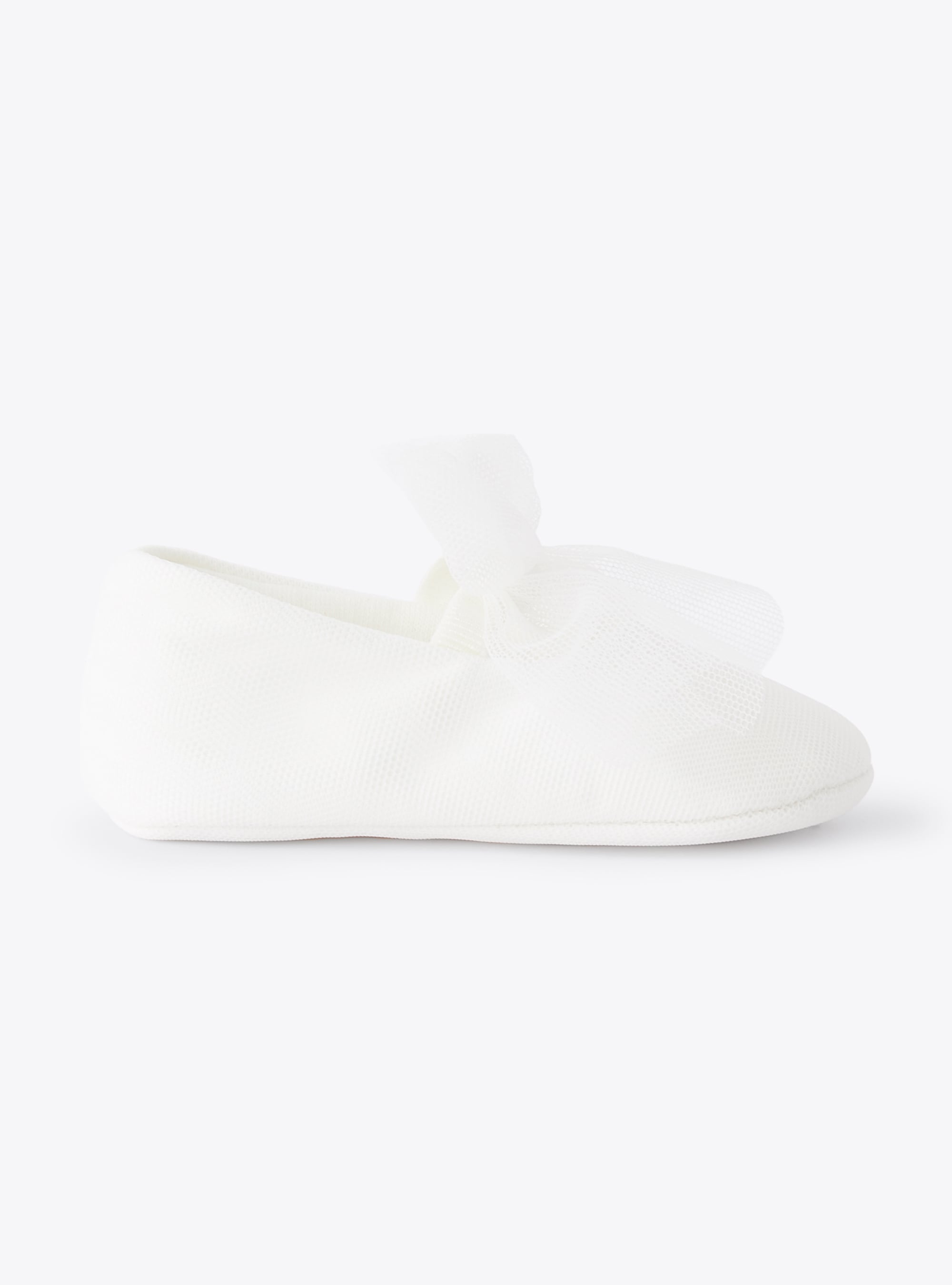 Scarpine neonata in tulle con fiocco - White | Il Gufo