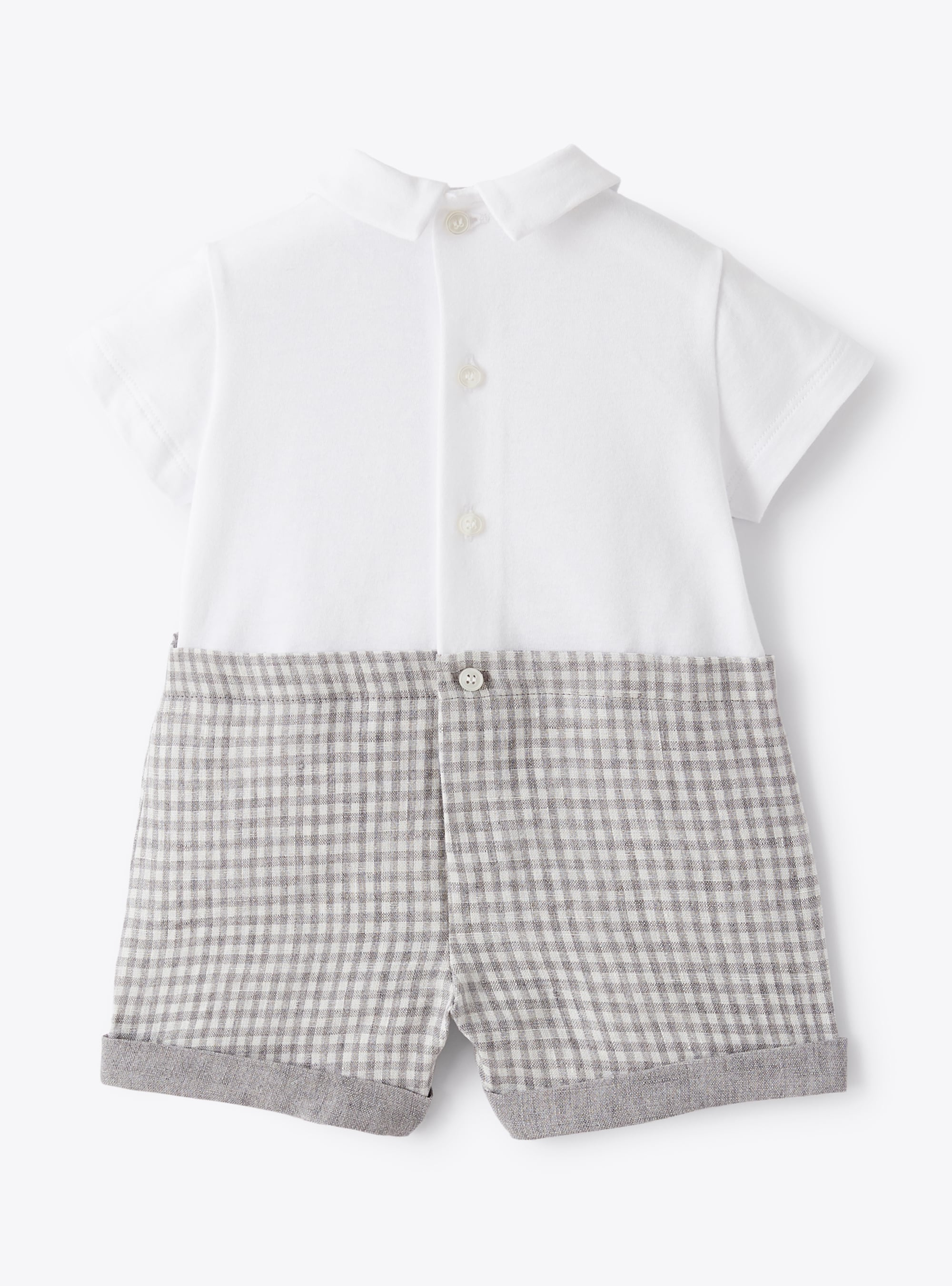 Playsuit in chequered linen - White | Il Gufo