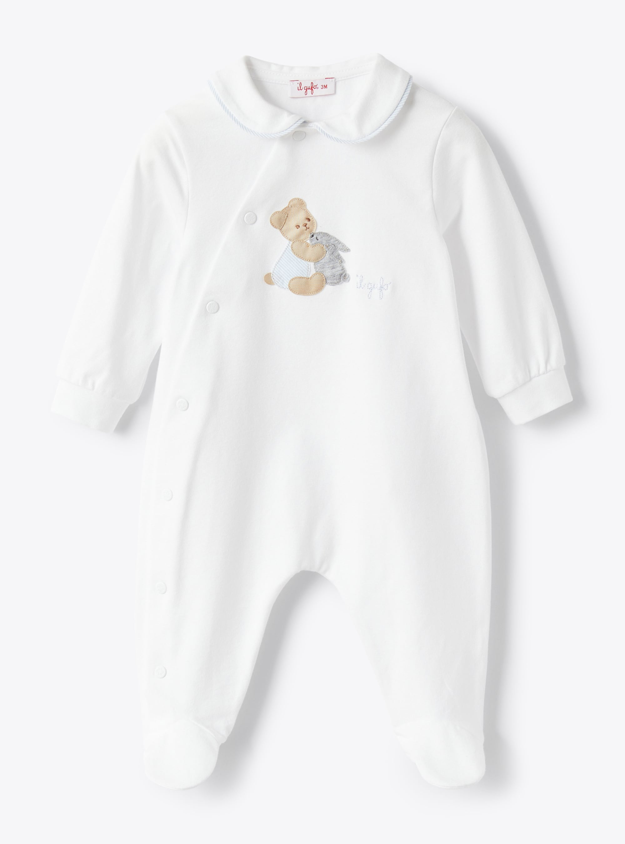 Jersey sleepsuit with bear picture - White | Il Gufo