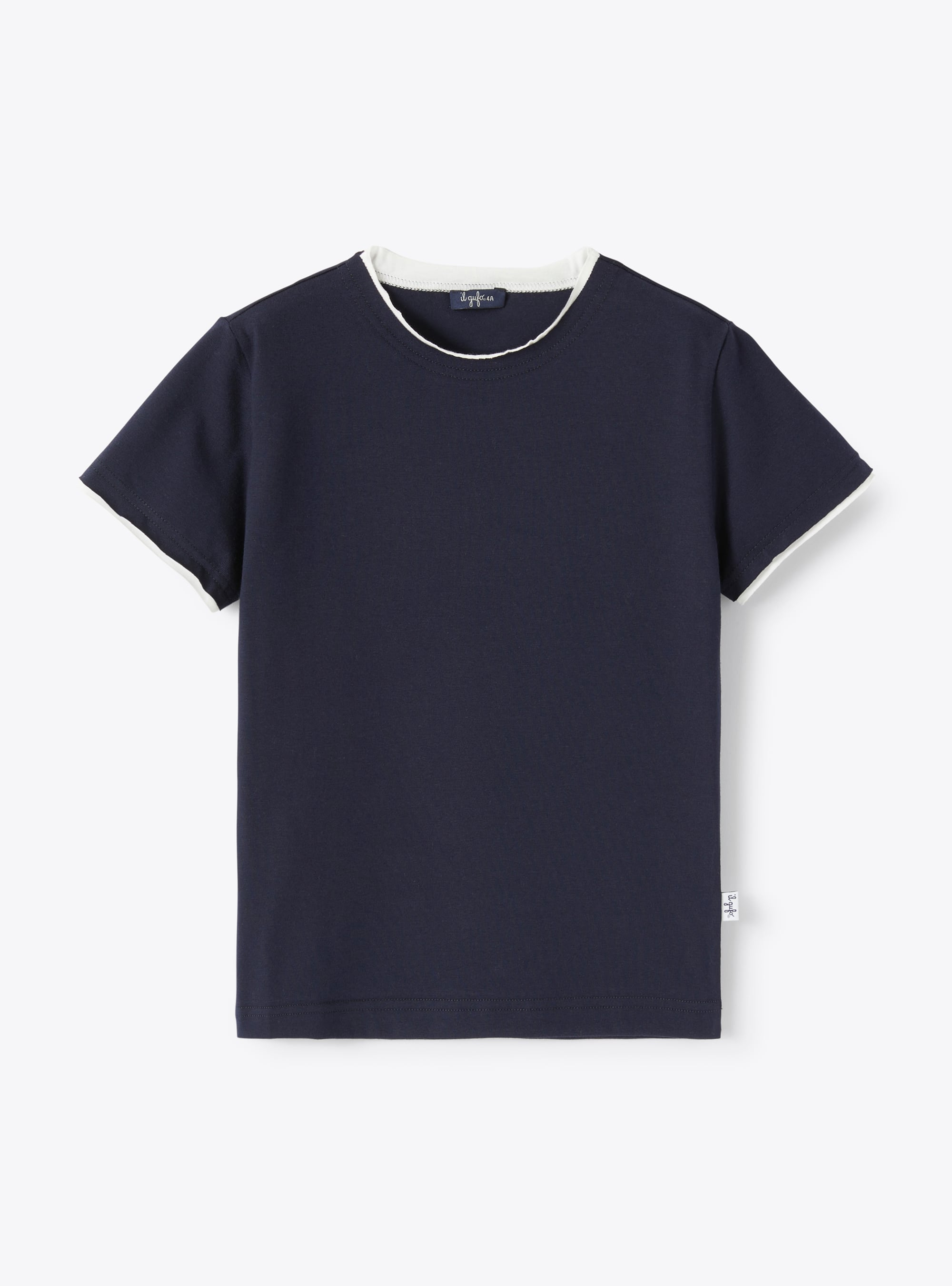 T-shirt blu con profili bianchi - T-shirt - Il Gufo