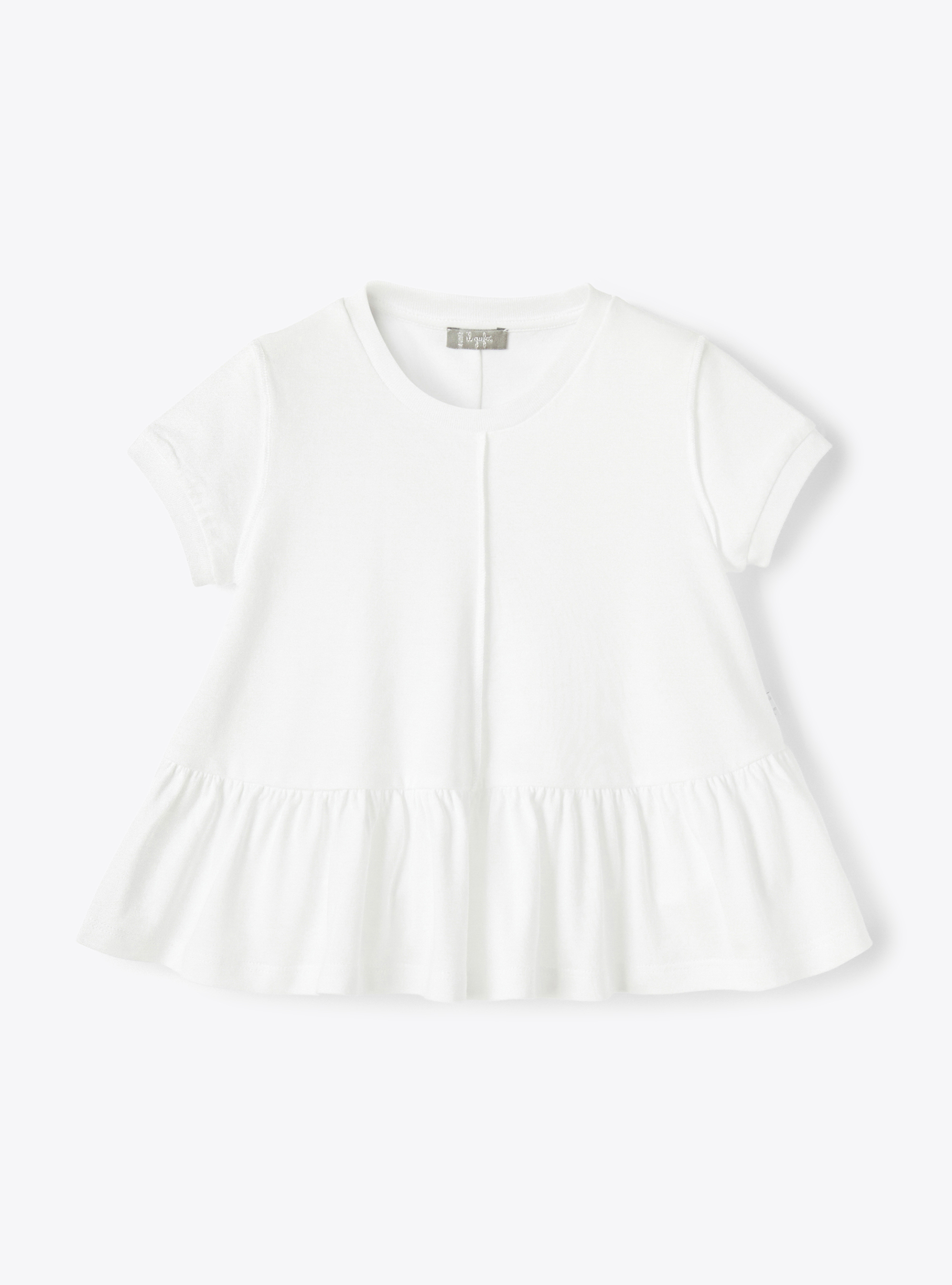 T-shirt bianca con balza - T-shirt - Il Gufo