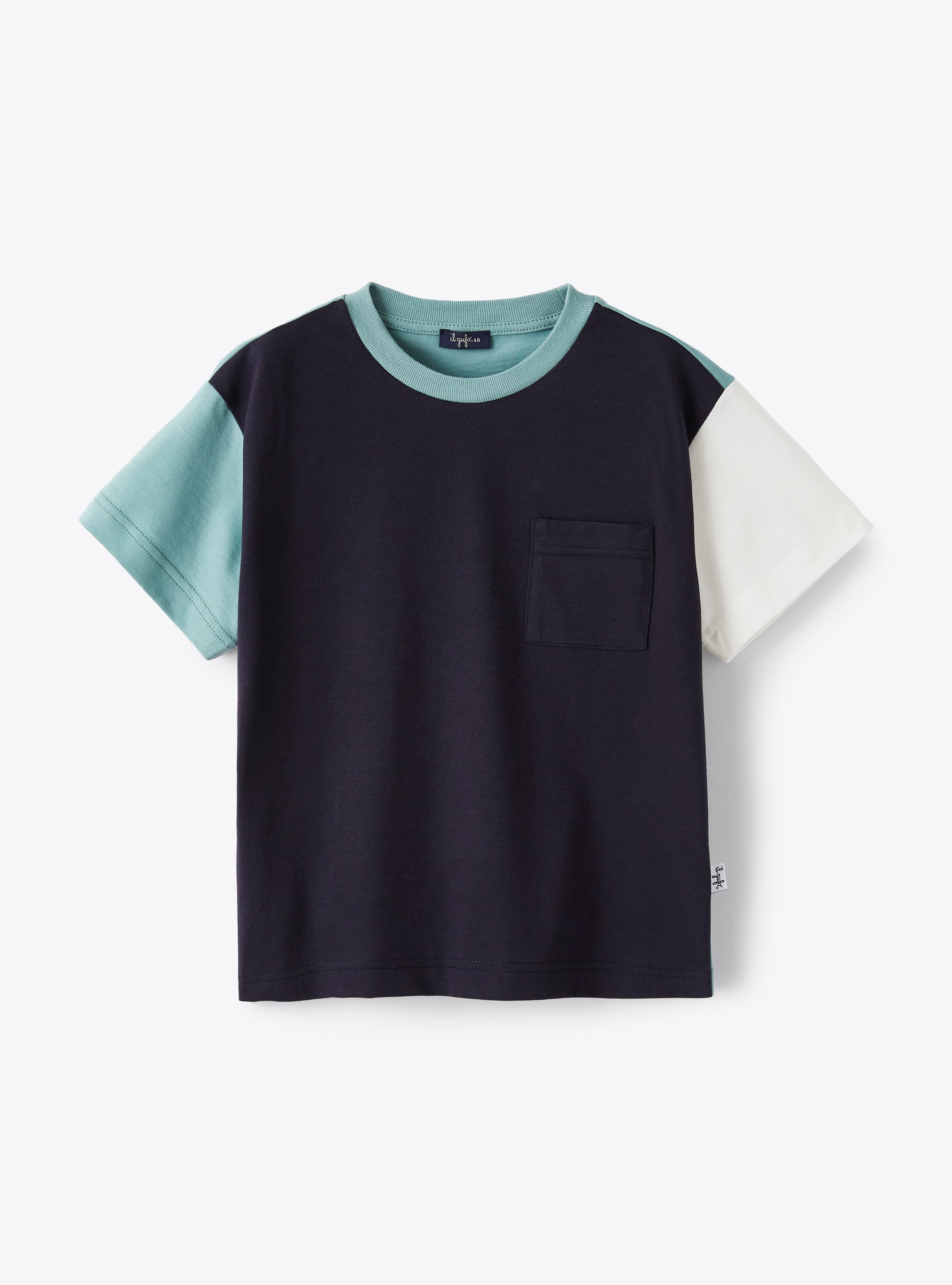 T-shirt in jersey color block - Blu | Il Gufo