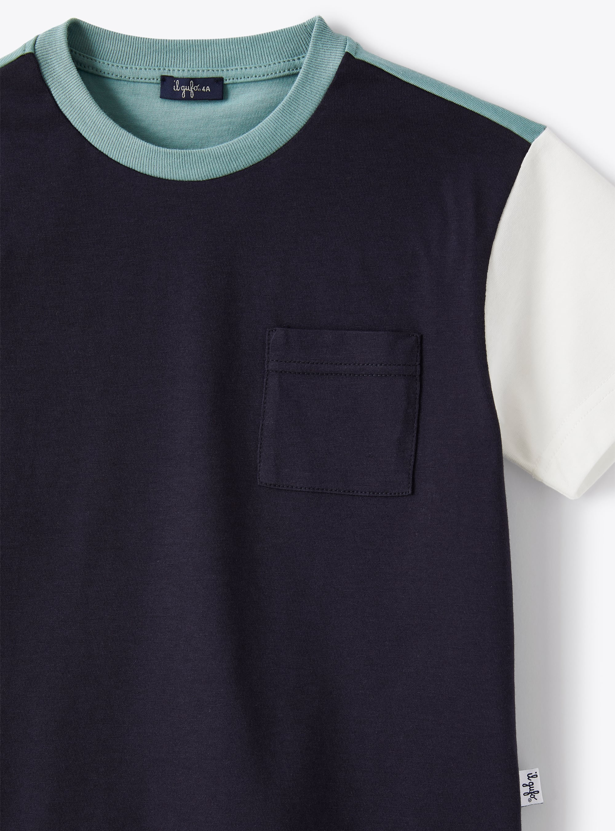 T-shirt in jersey color block - Blu | Il Gufo