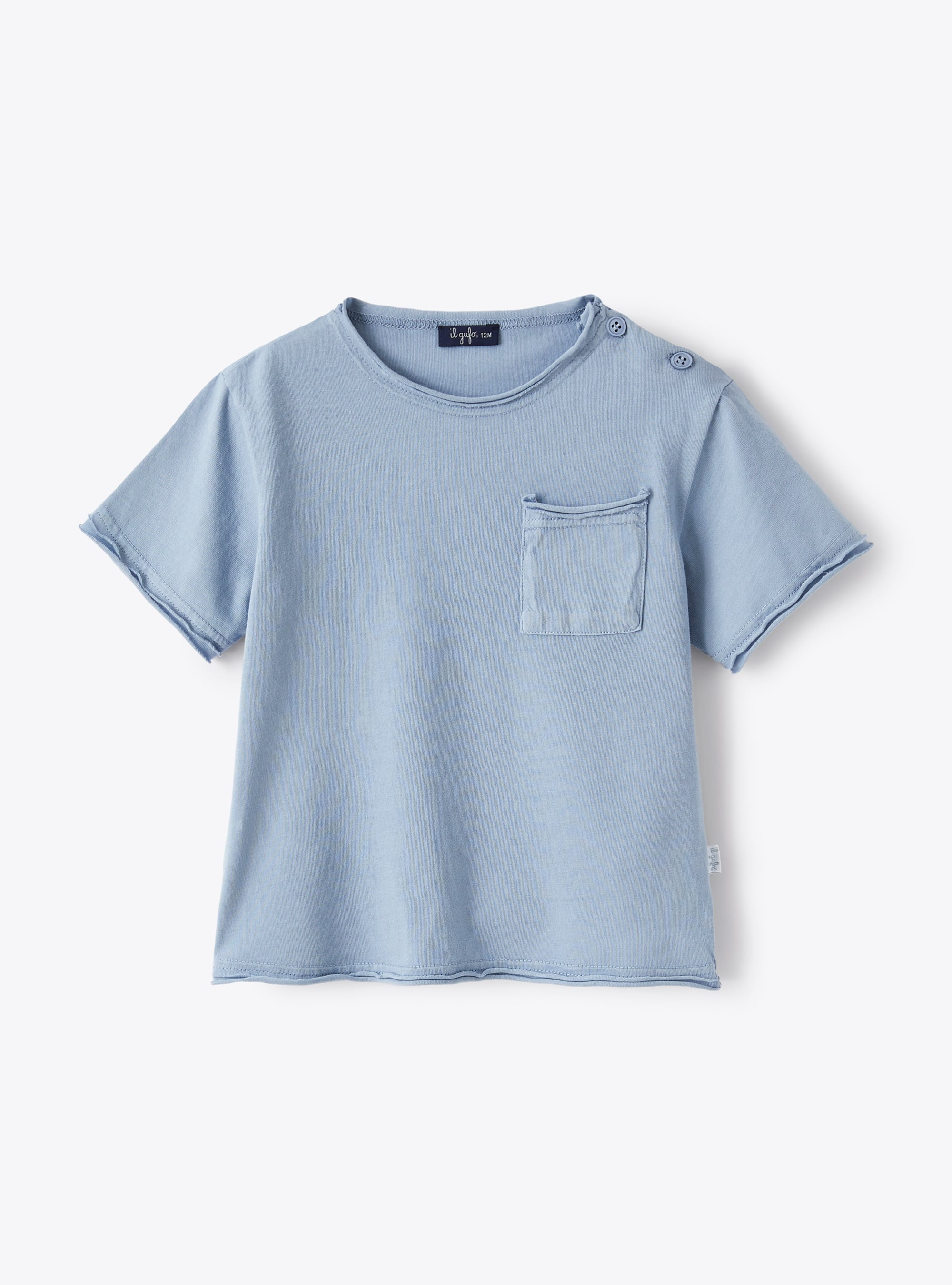 T-Shirt aus azurblauem Bio-Jersey - T-shirts - Il Gufo