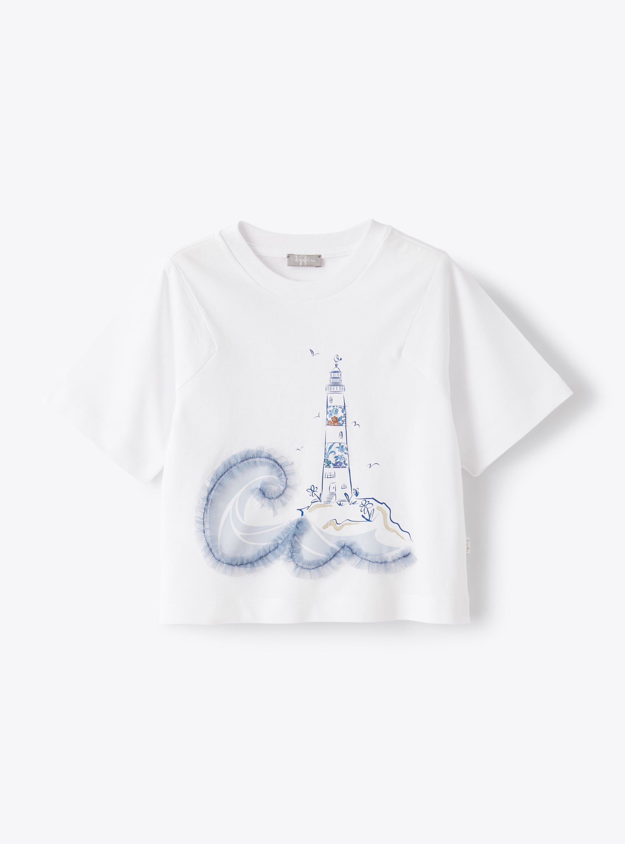 White t-shirt with lighthouse print - T-shirts - Il Gufo