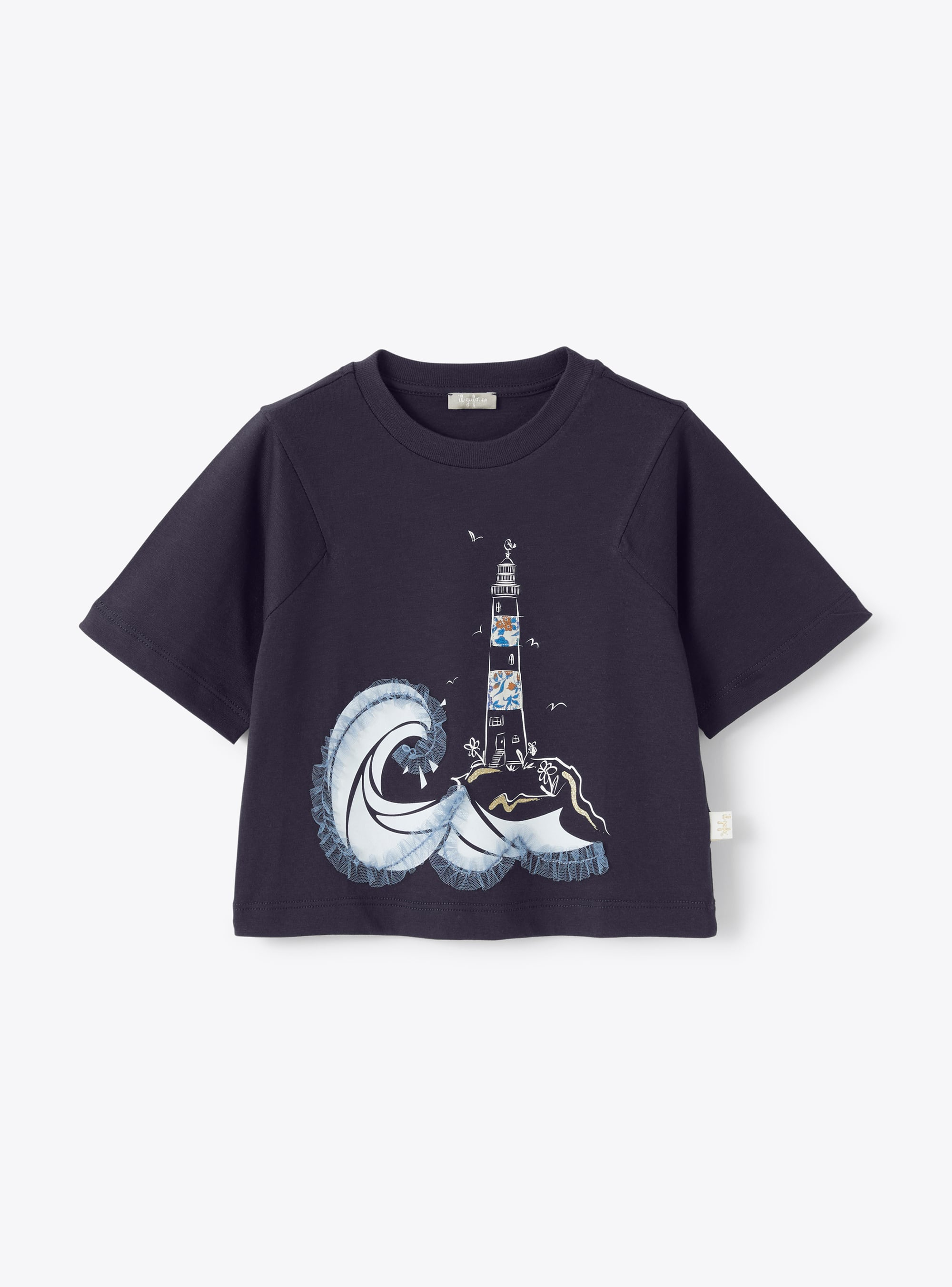 Navy-blue t-shirt with lighthouse print - T-shirts - Il Gufo