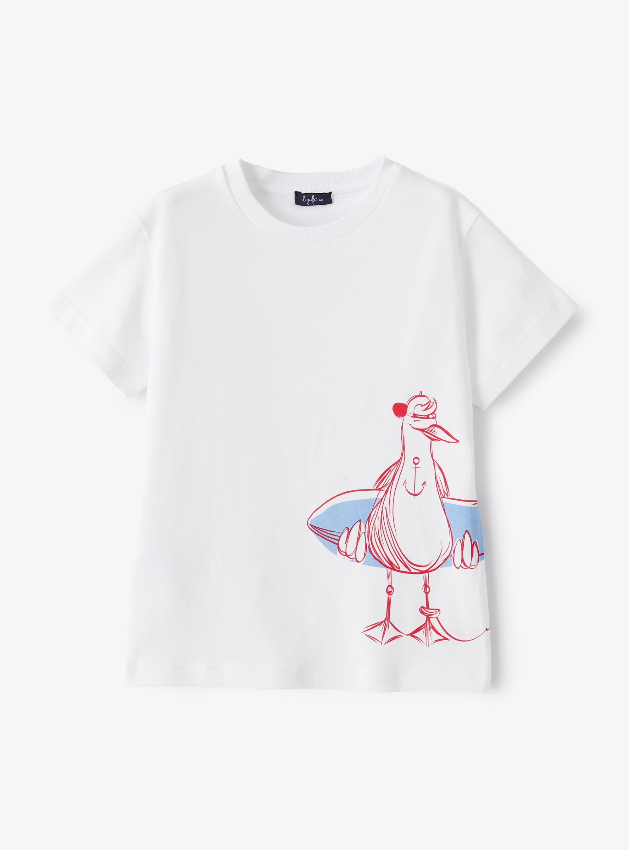 Jersey t-shirt with seagull print - T-shirts - Il Gufo