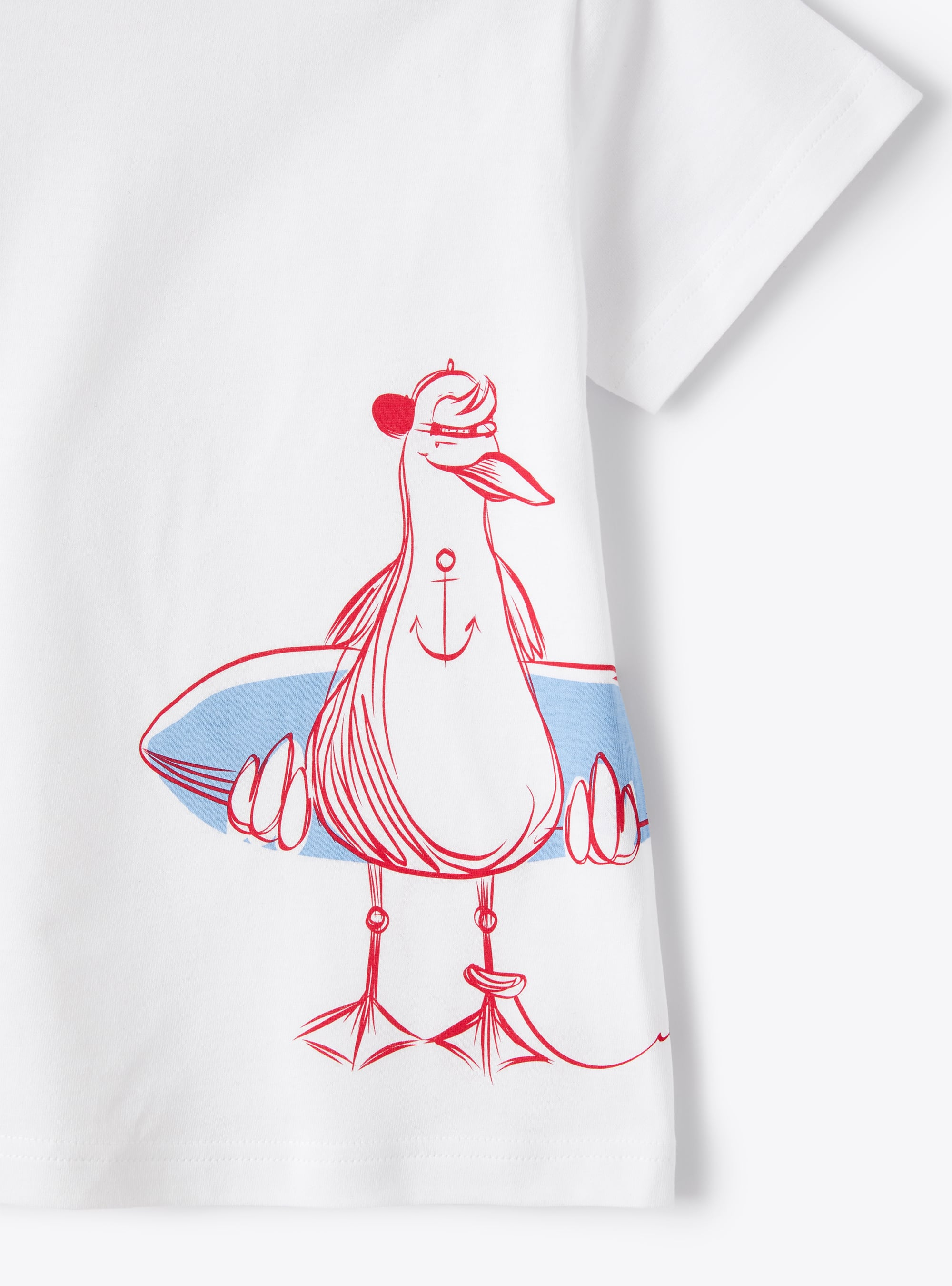 Jersey t-shirt with seagull print - White | Il Gufo