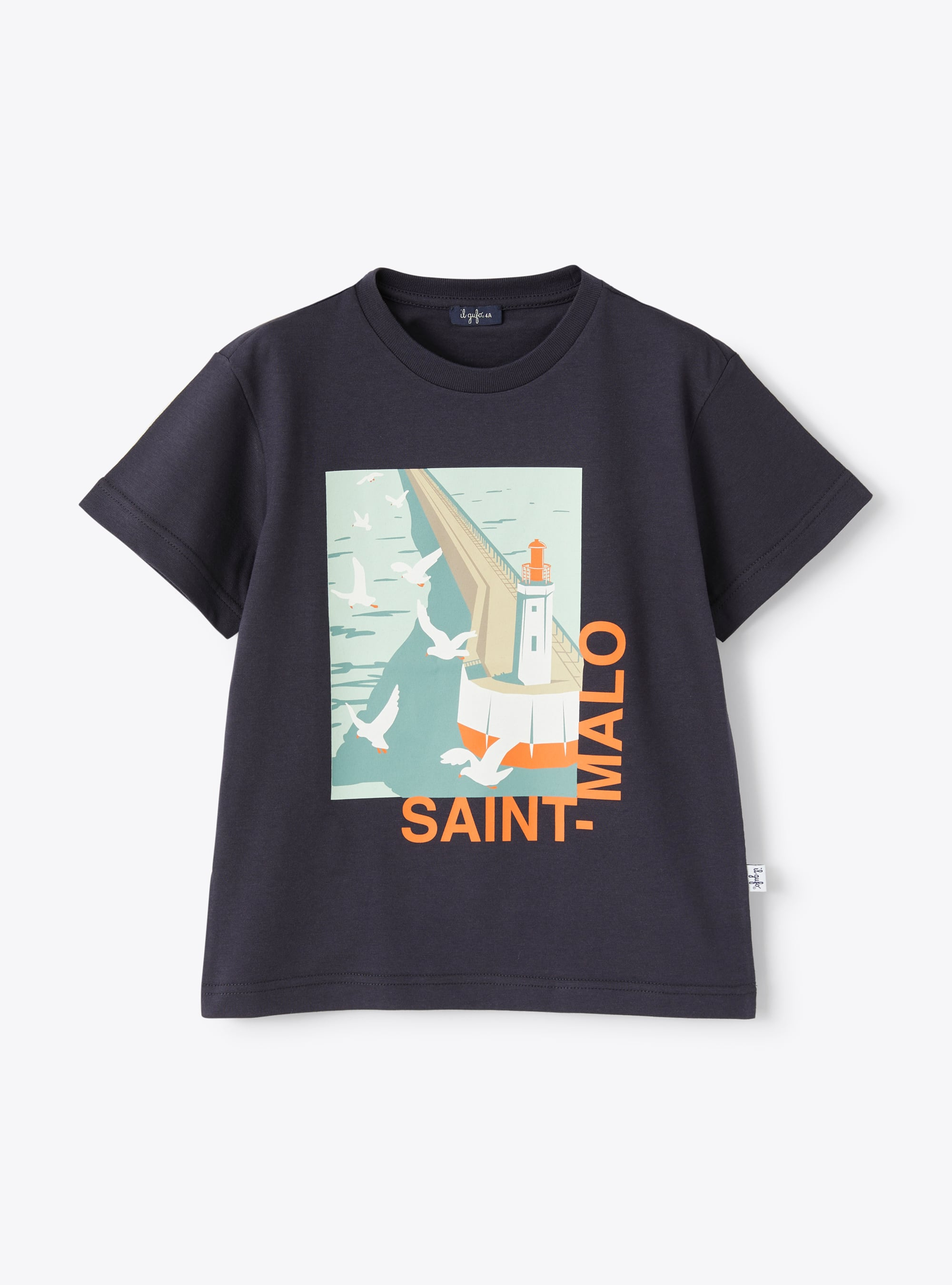 Jersey t-shirt with Saint-Malo print - Blue | Il Gufo