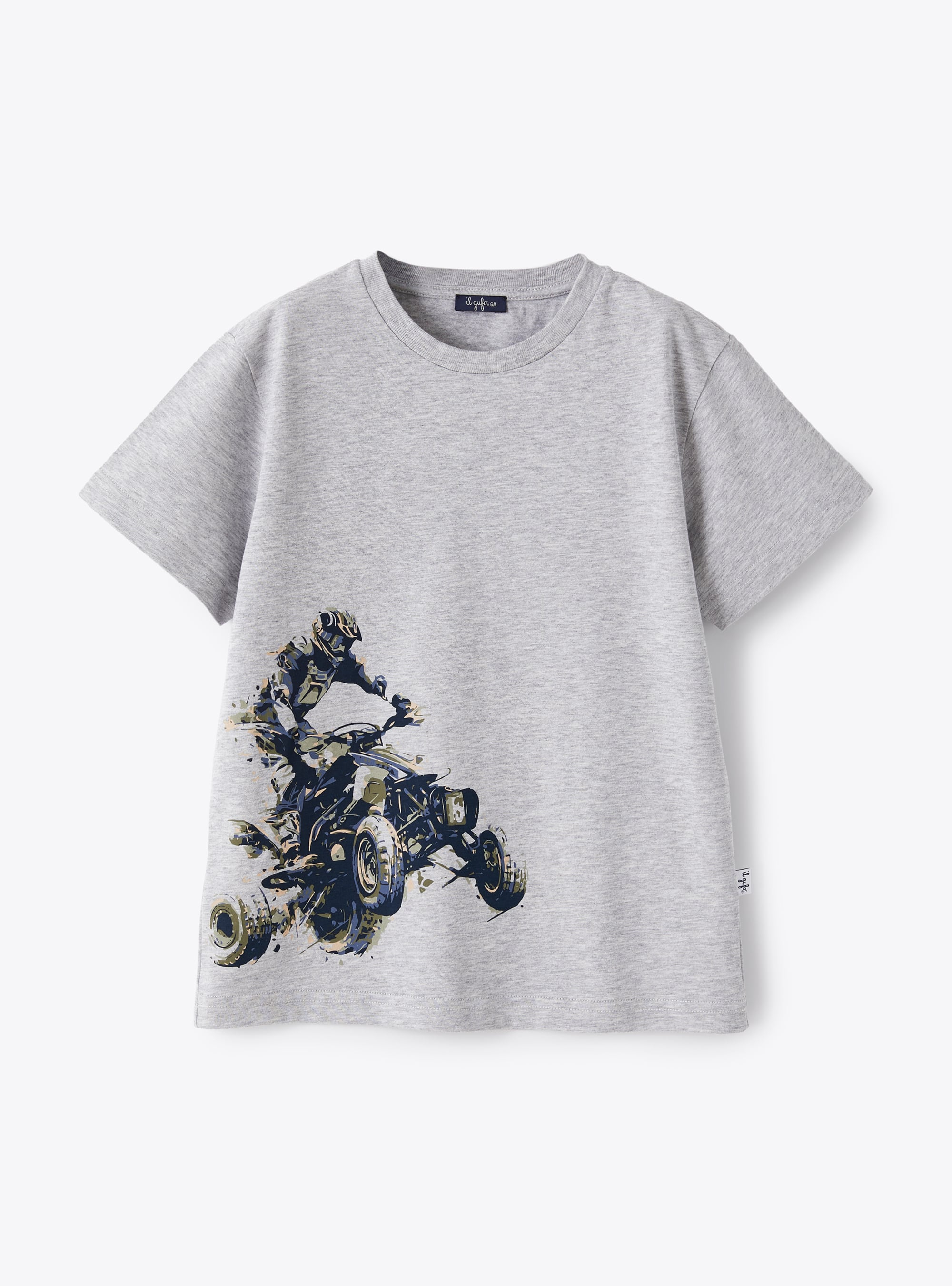 Jersey t-shirt with quad bike print in grey - Grey | Il Gufo