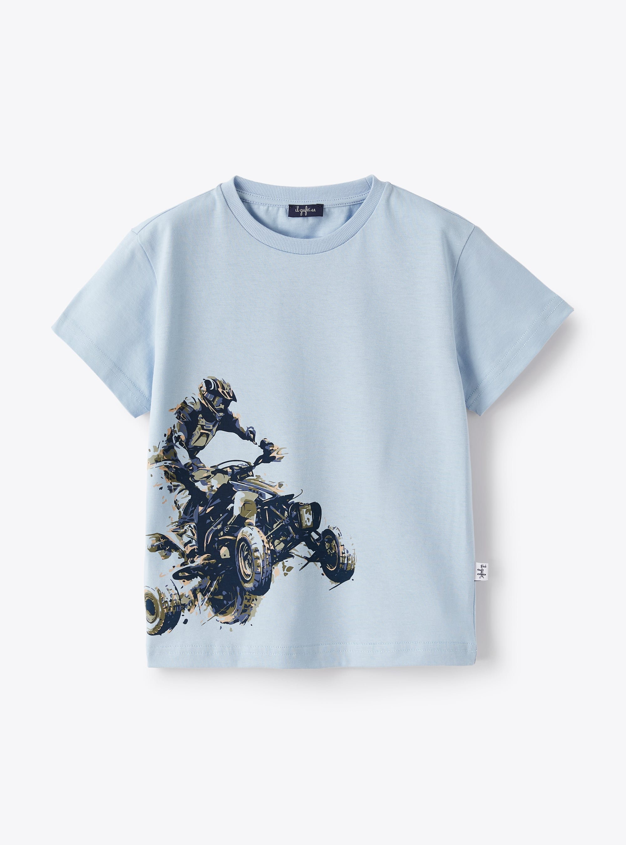 T-Shirt aus Jersey mit aufgedrucktem azurblauem Quad - T-shirts - Il Gufo