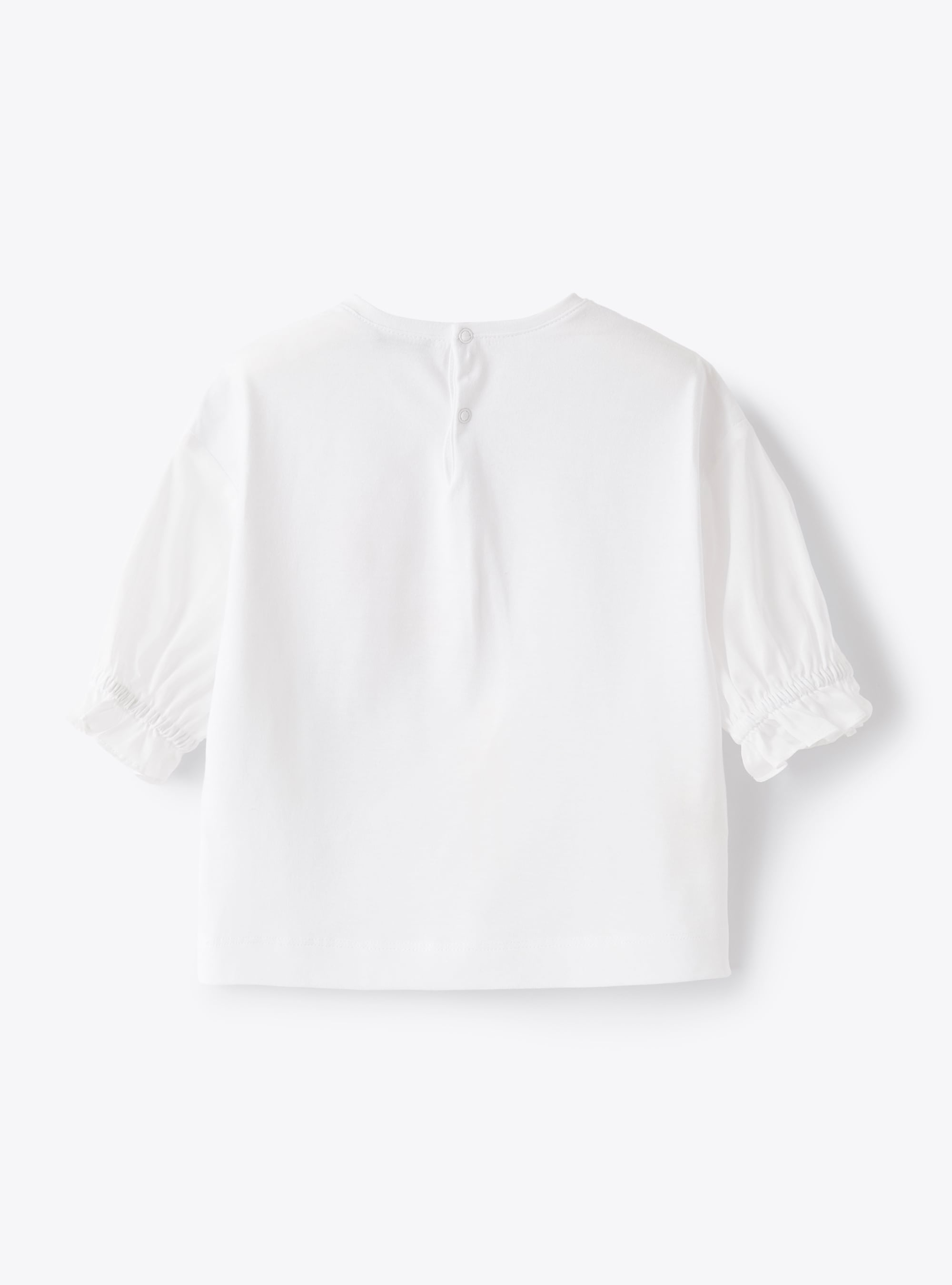 Jersey t-shirt with embroidered flowers - White | Il Gufo