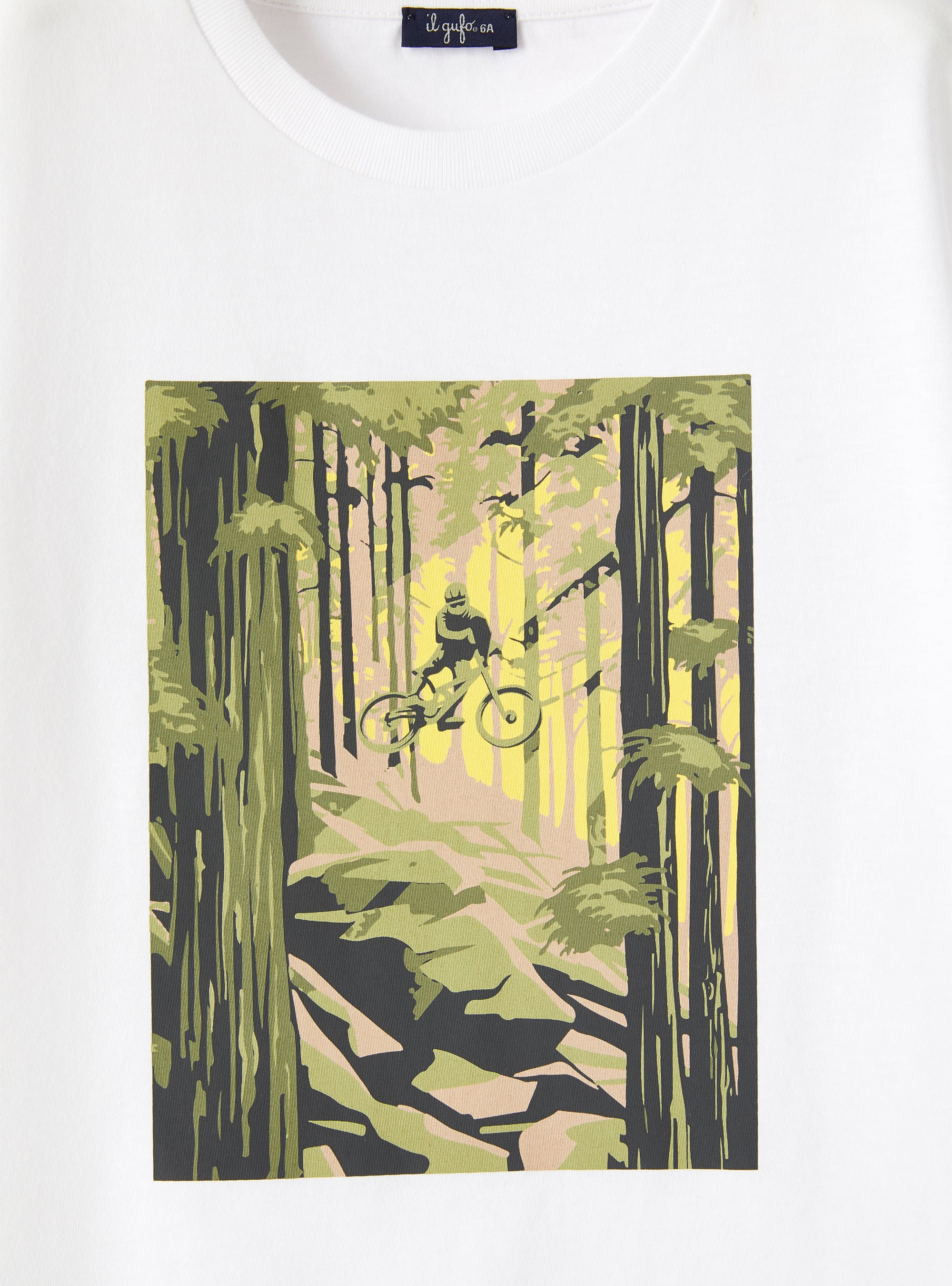 Jersey t-shirt with biker print - White | Il Gufo