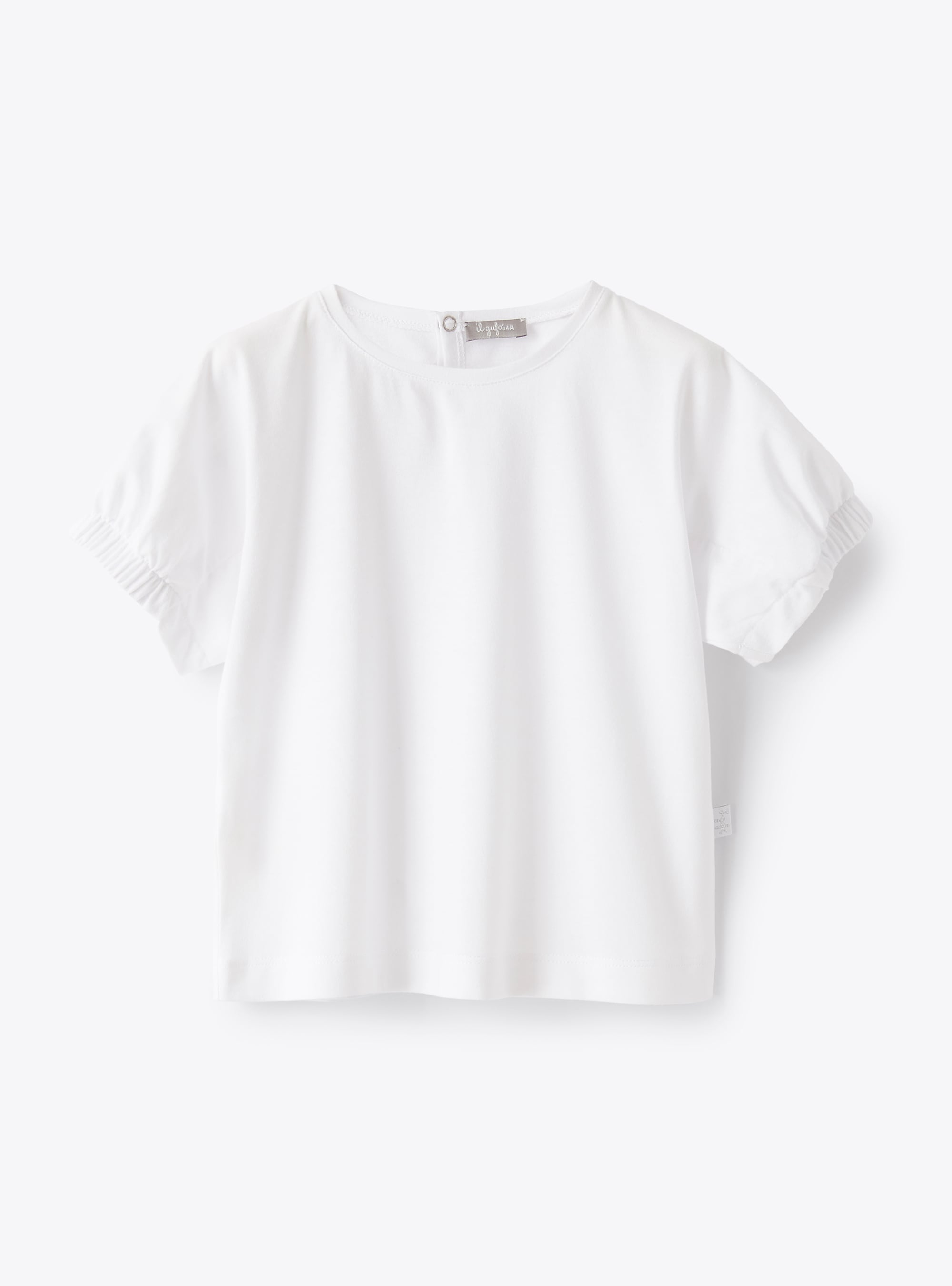 White t-shirt with white short sleeves - White | Il Gufo