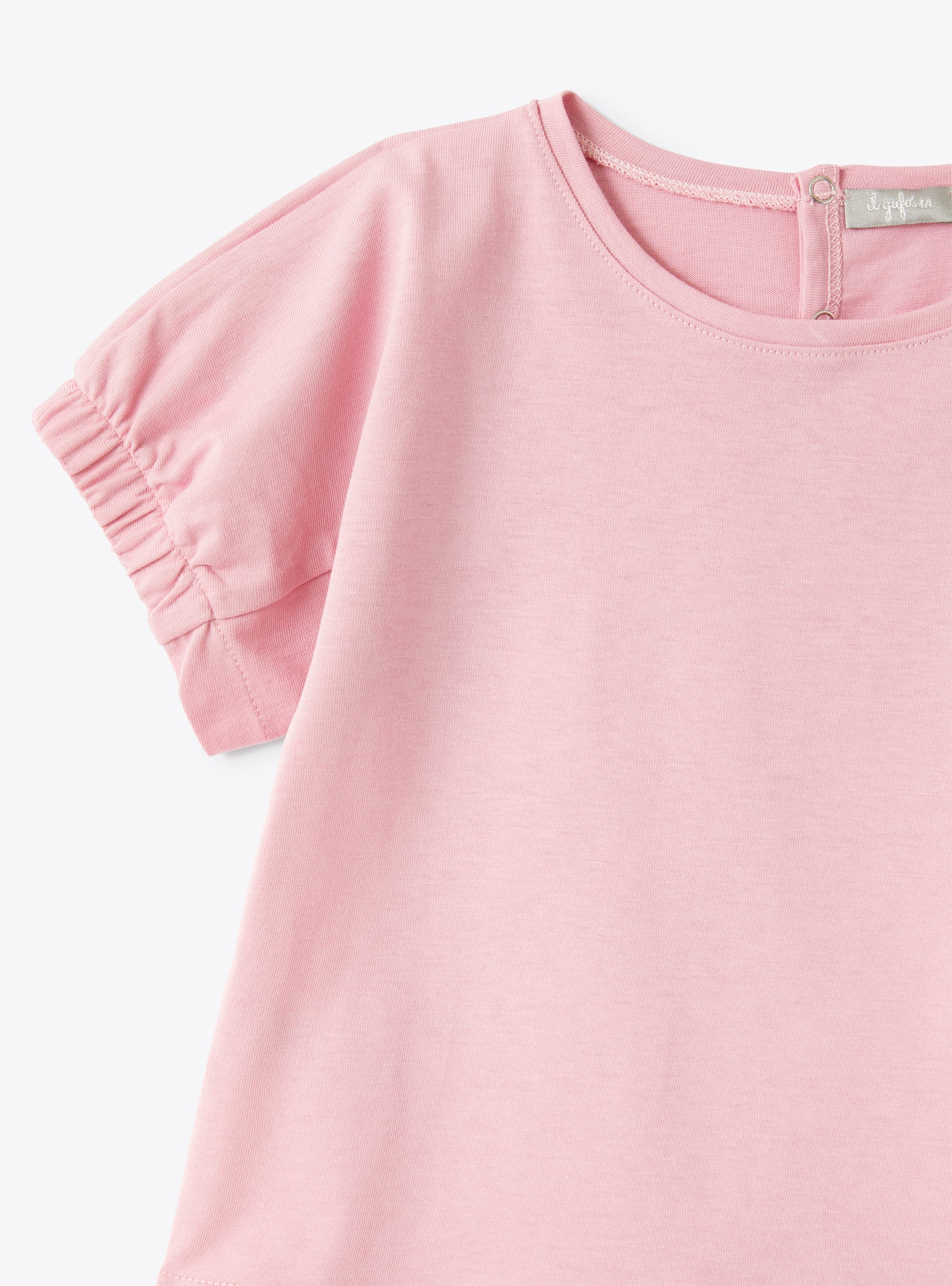 Pink t-shirt with pink short sleeves - Pink | Il Gufo