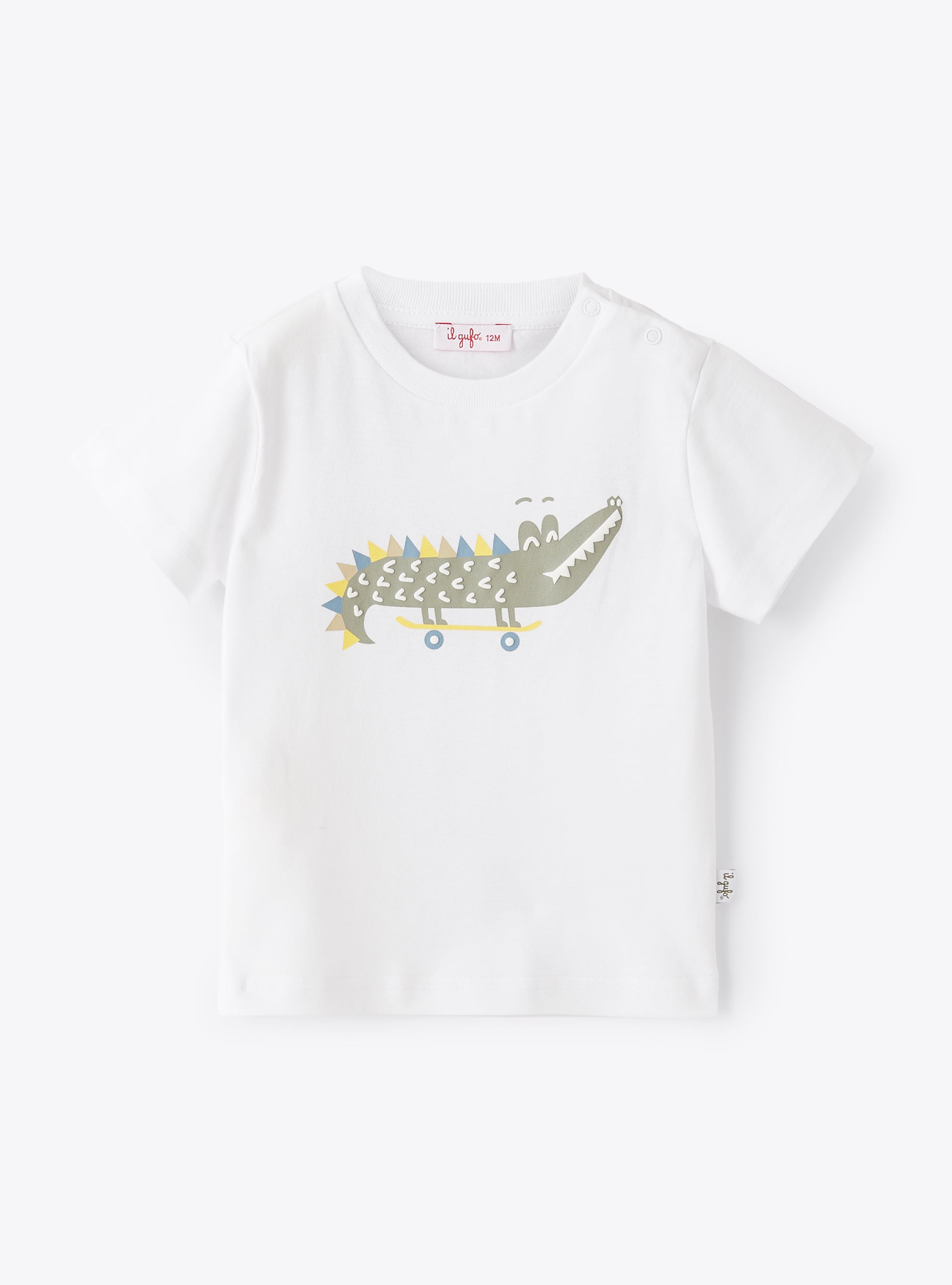 Baby boys’ t-shirt with crocodile print - White | Il Gufo
