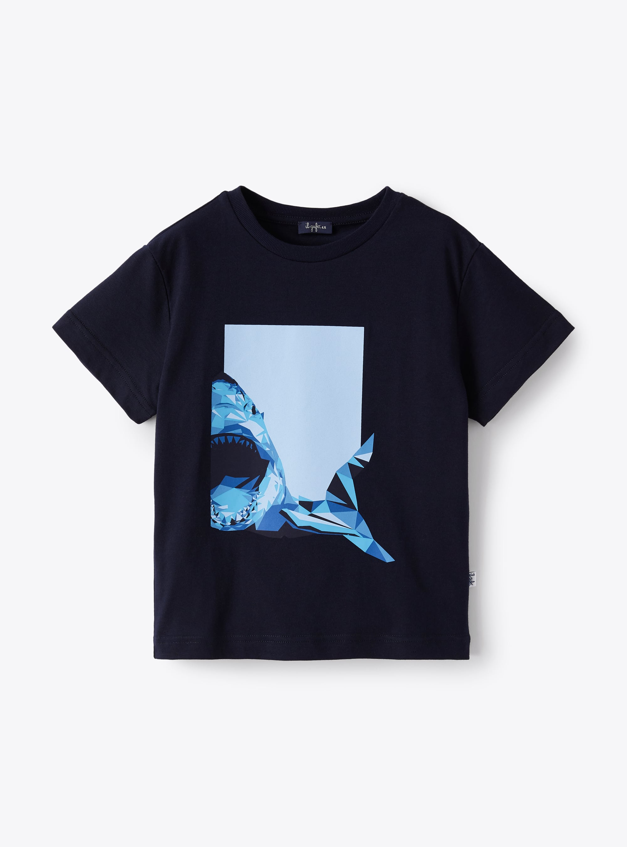 T-Shirt aus Jersey mit aufgedrucktem Hai - Blau | Il Gufo