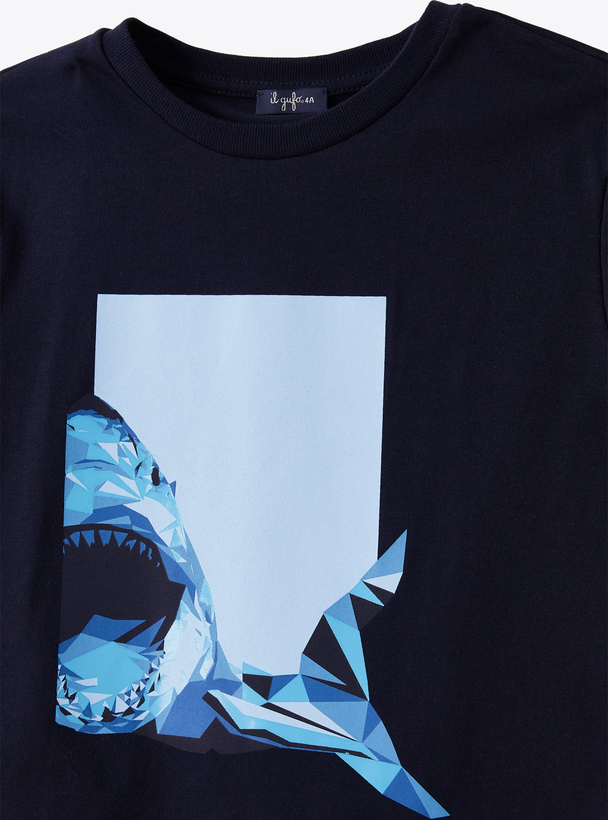 T-shirt en jersey avec imprimé requin - Bleu | Il Gufo