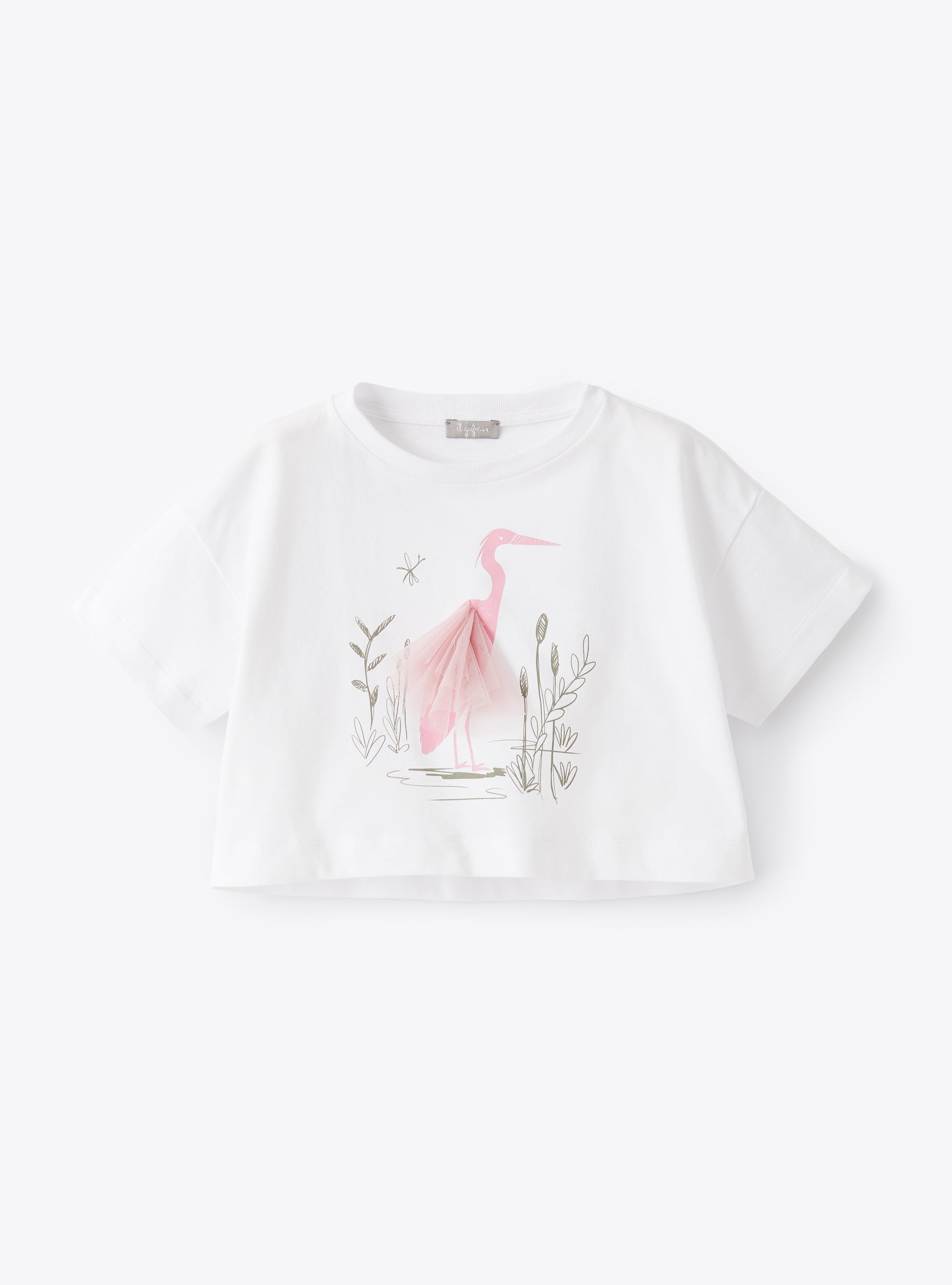 Weißes T-Shirt mit Flamingo-Aufdruck - T-shirts - Il Gufo