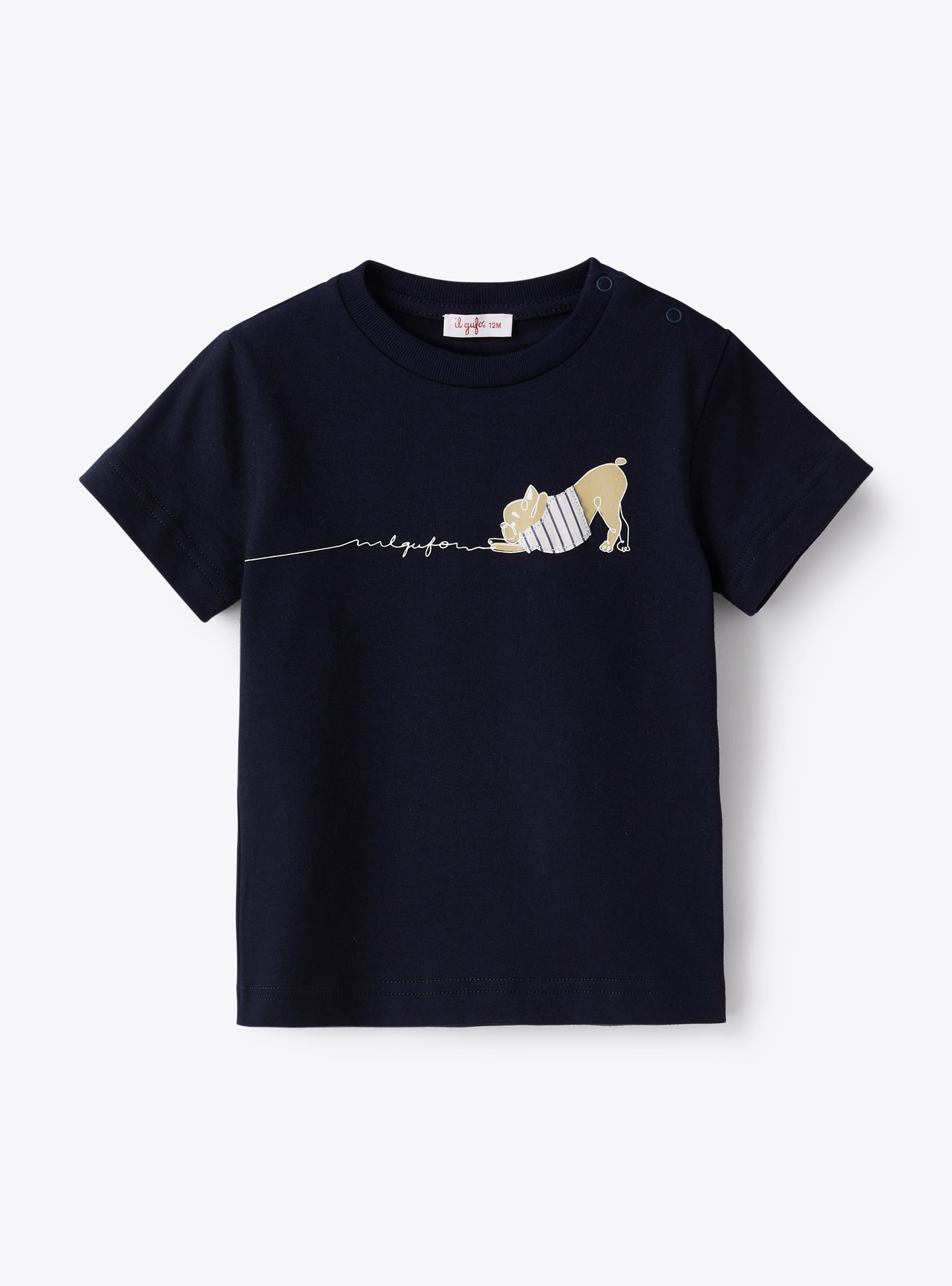 Baby boys’ t-shirt with bulldog print - Blue | Il Gufo