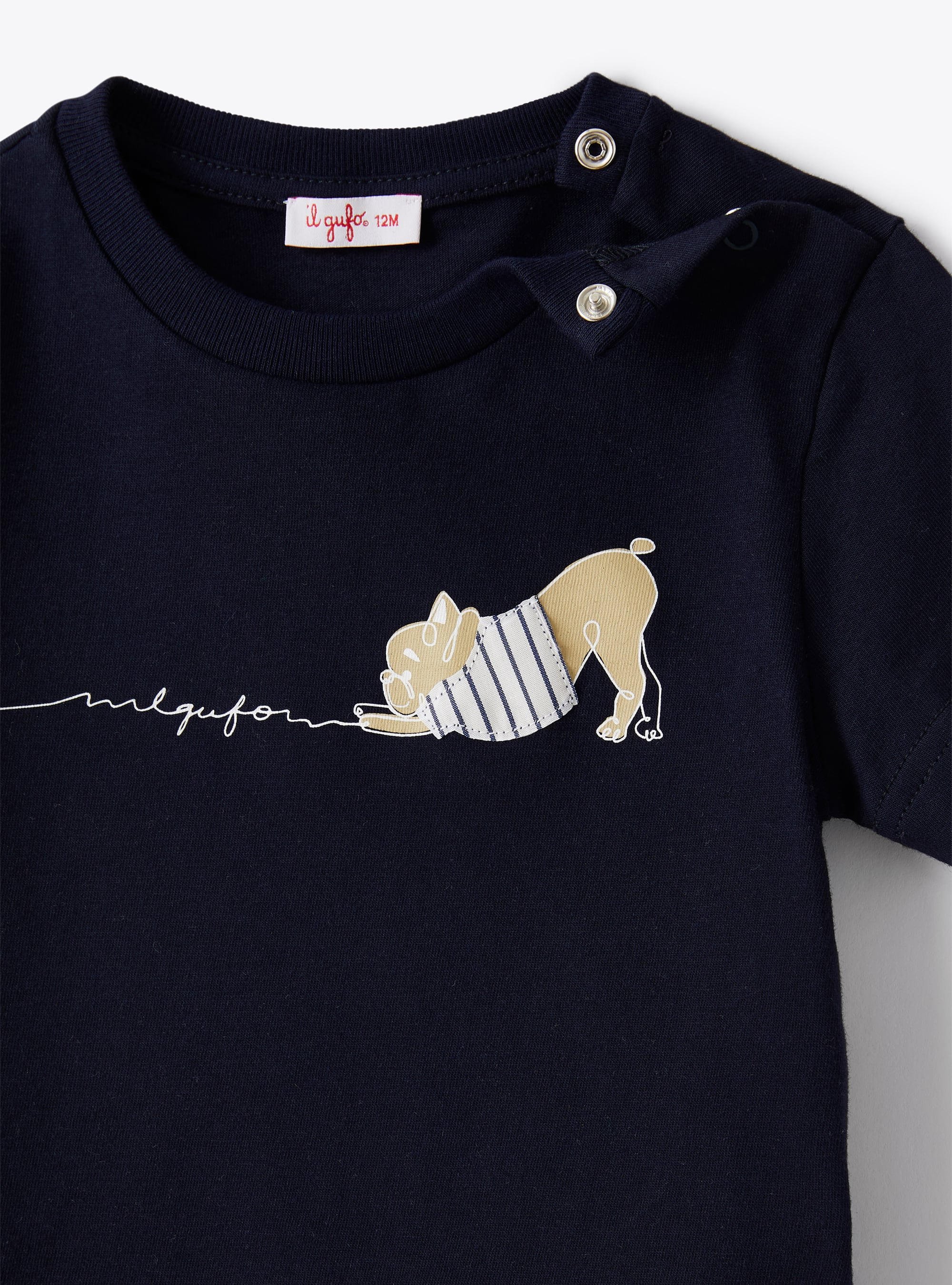 Baby boys’ t-shirt with bulldog print - Blue | Il Gufo