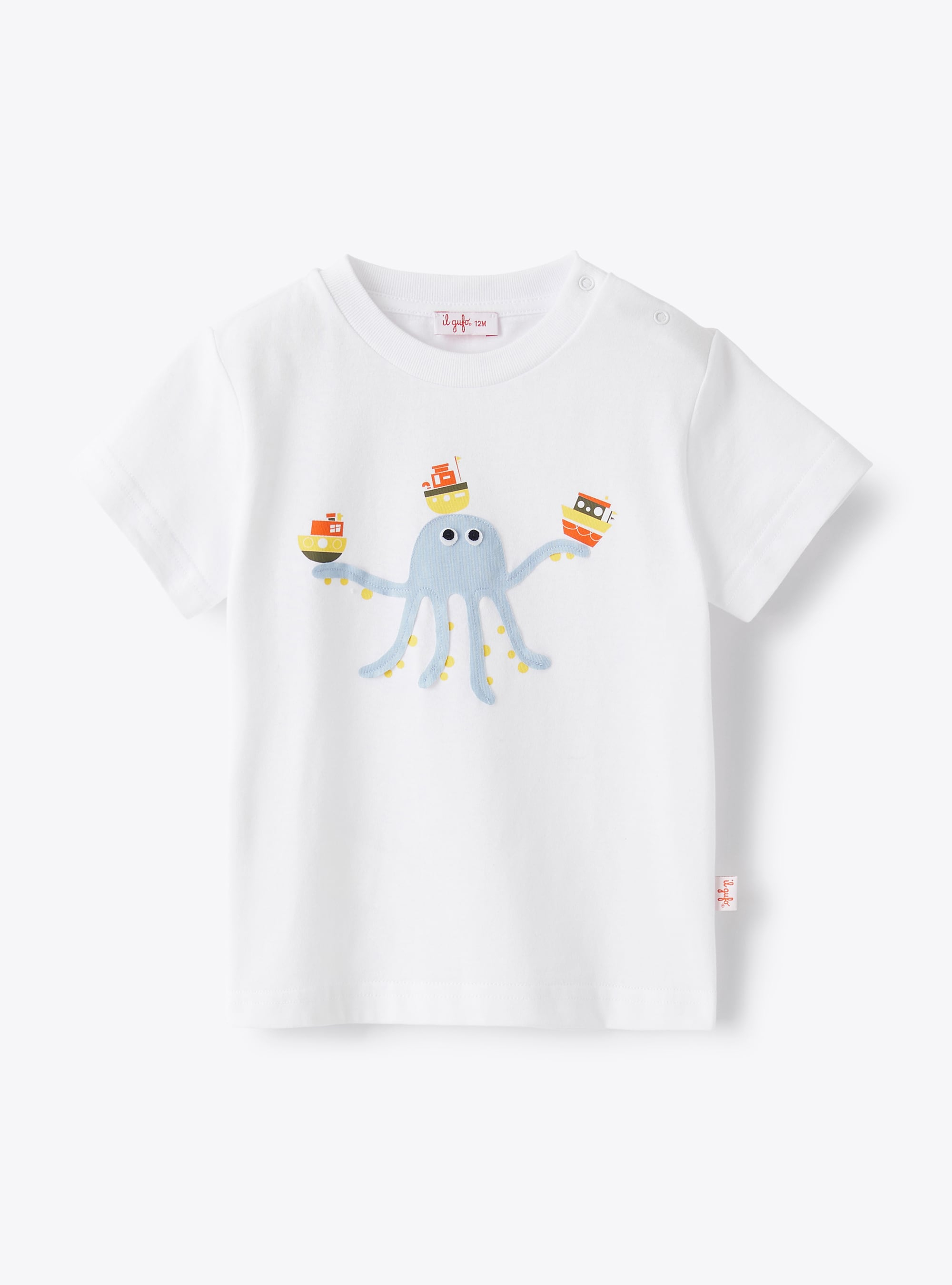 T-shirt with appliquéd octopus - T-shirts - Il Gufo