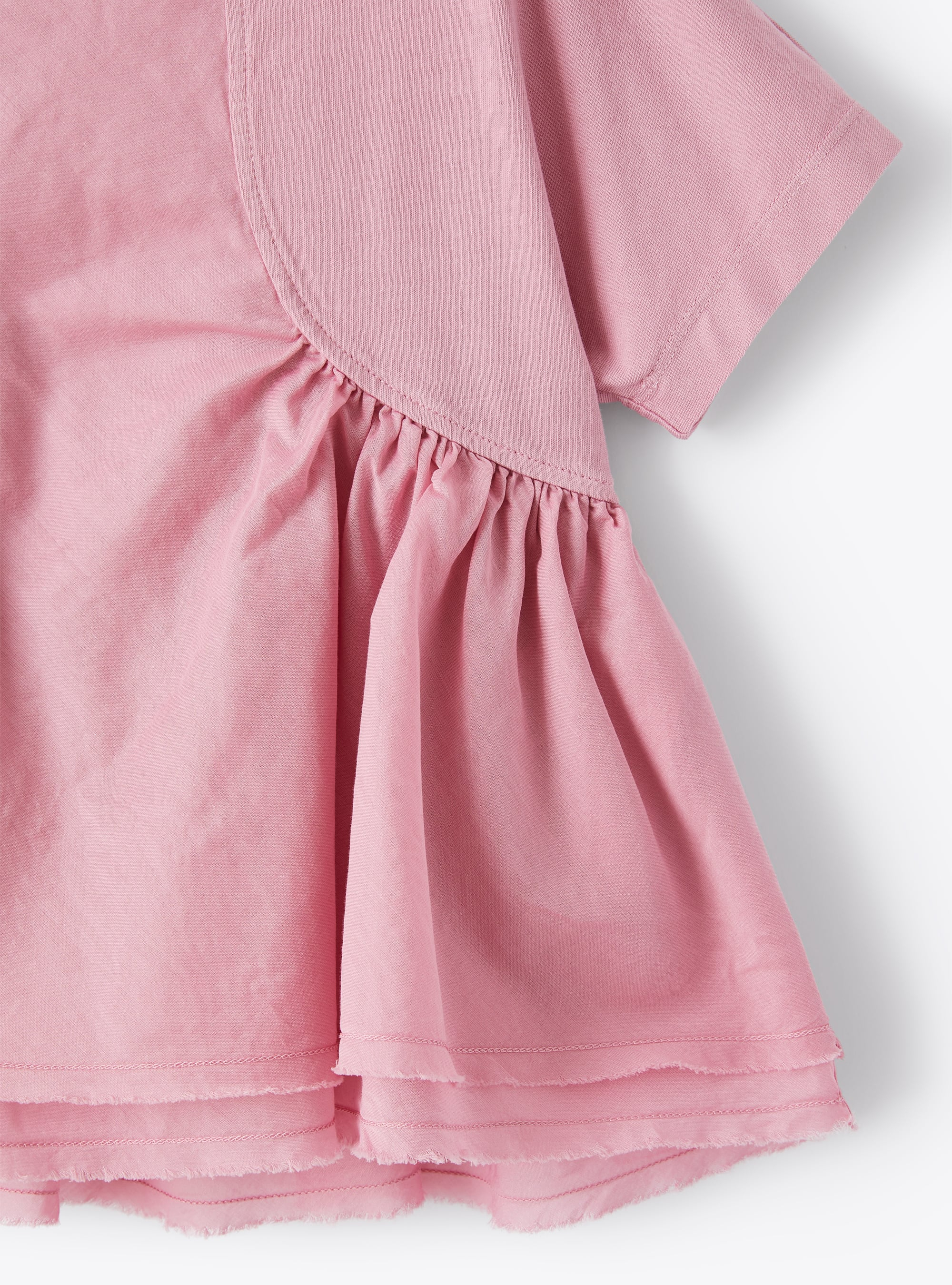 Pink t-shirt in jersey and cotton voile - Pink | Il Gufo